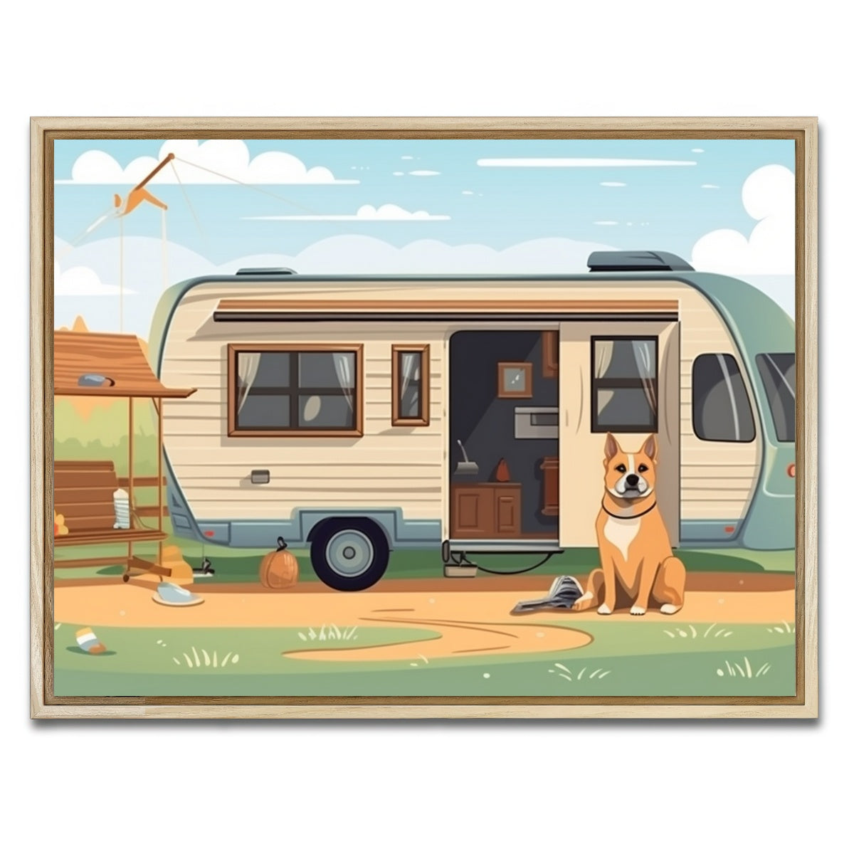 AUTO-MOCKUP WHITE | Vintage mini van transport | 1 Piece | Natural Framed Canvas | group=4x3