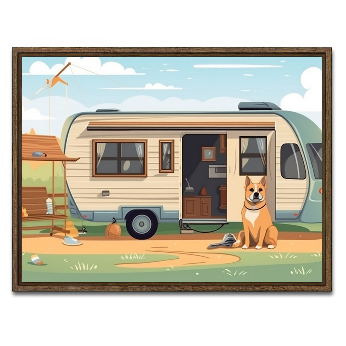 AUTO-MOCKUP WHITE | Vintage mini van transport | 1 Piece | Walnut Framed Canvas | group=4x3