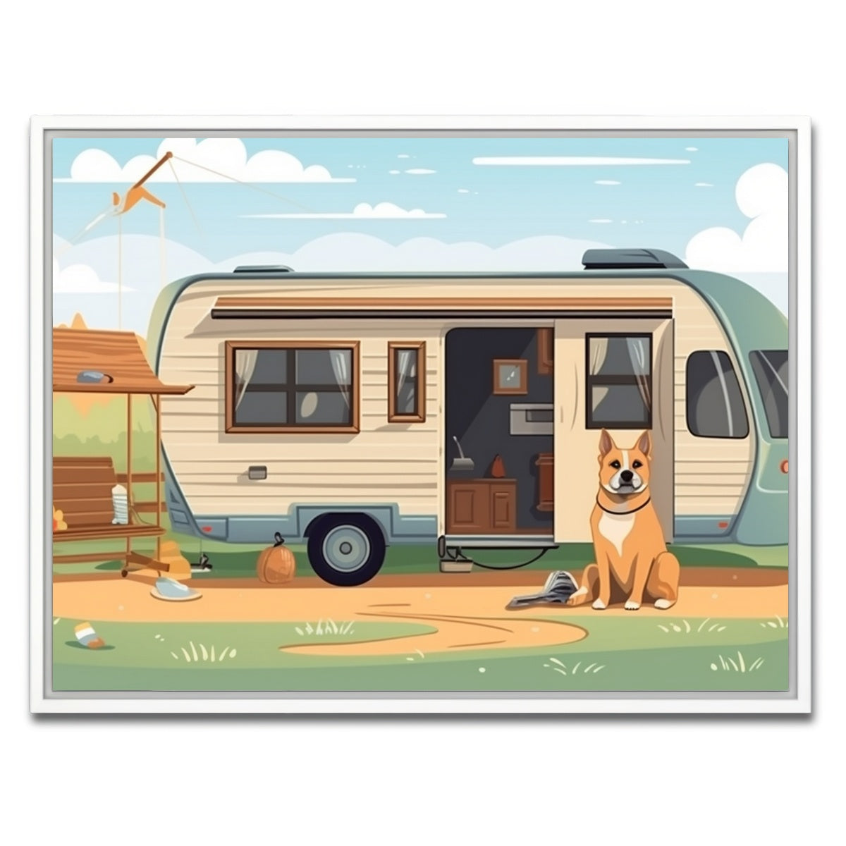 AUTO-MOCKUP WHITE | Vintage mini van transport | 1 Piece | White Framed Canvas | group=4x3