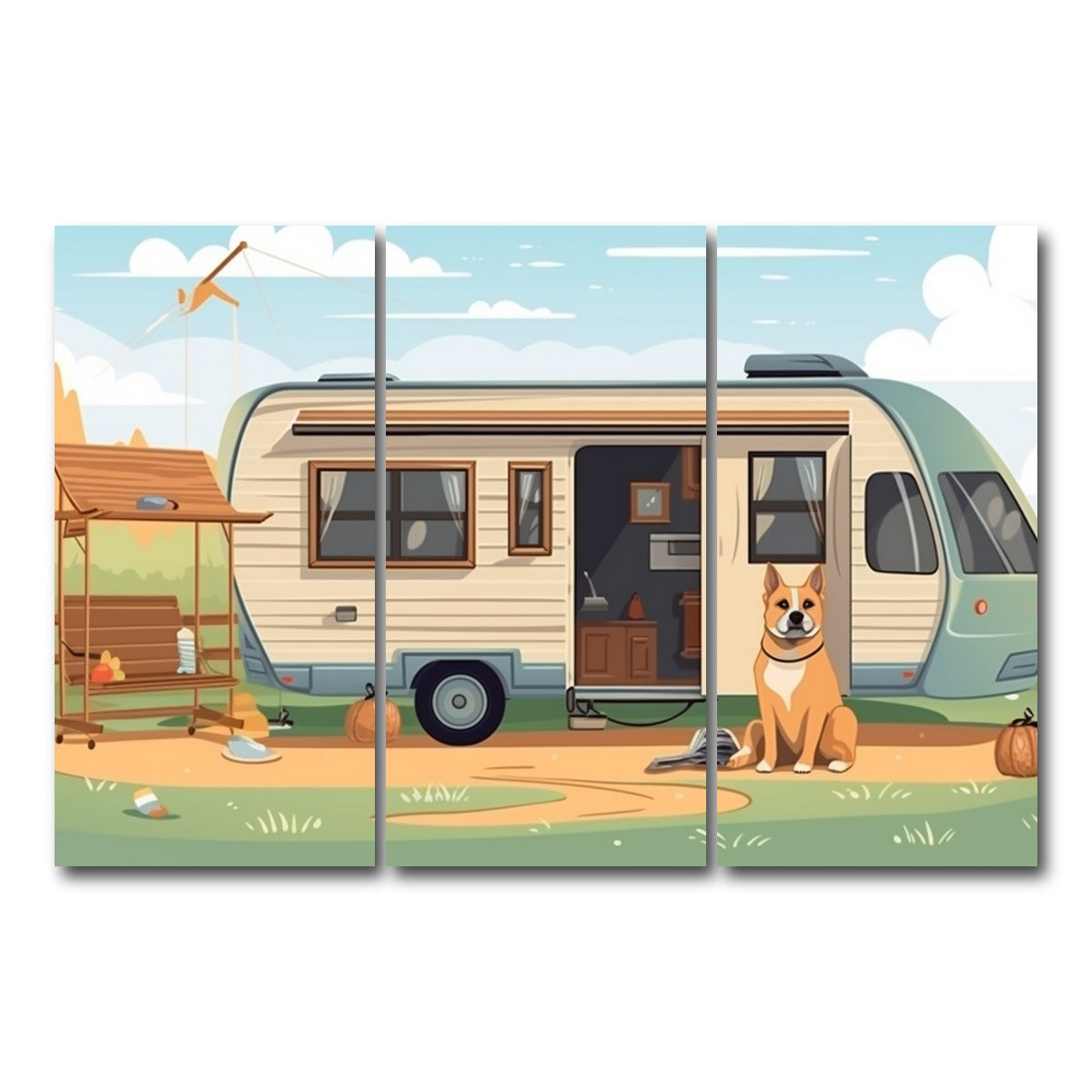 AUTO-MOCKUP WHITE | Vintage mini van transport | 3 Piece | Gallery Wrap Canvas | group=12x24