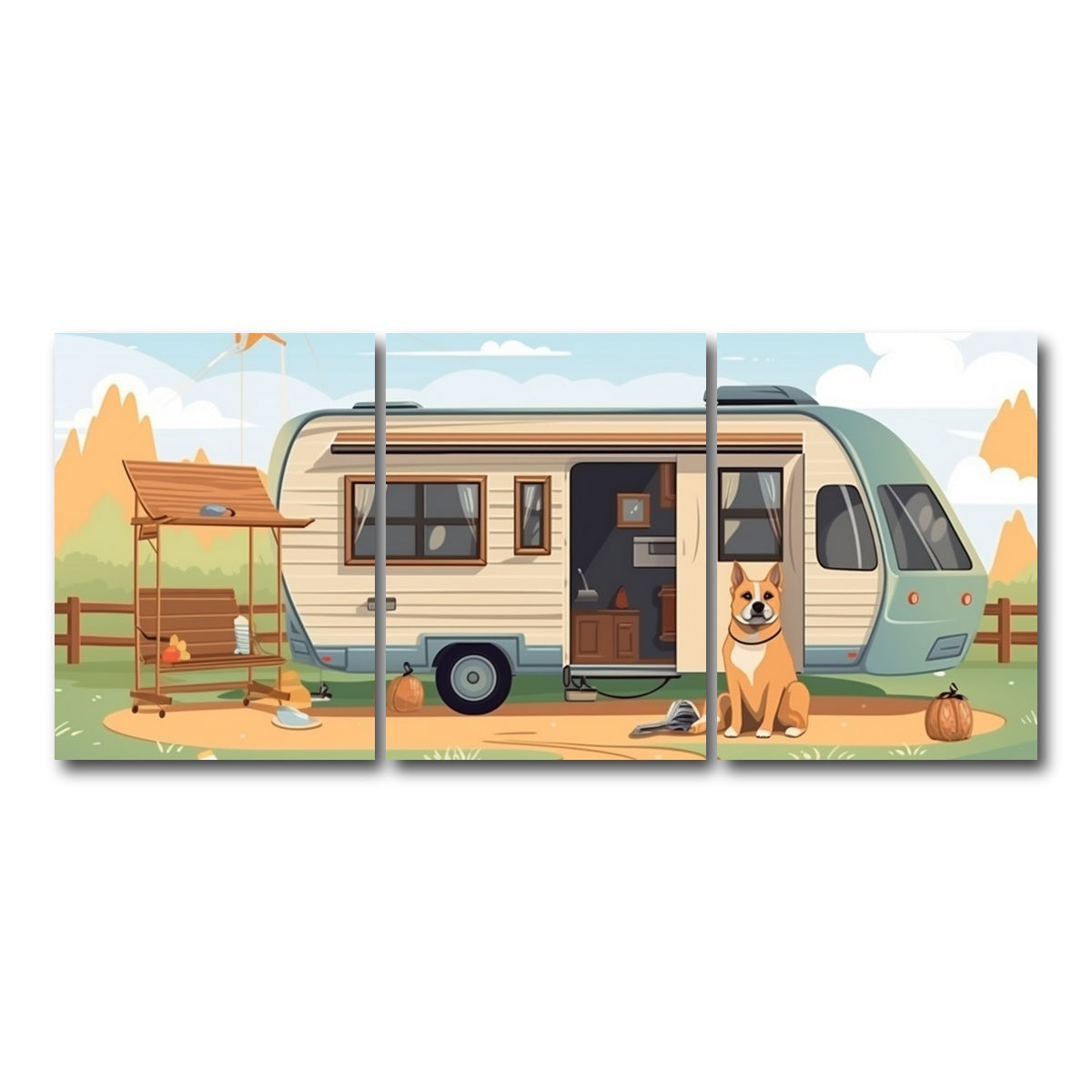 AUTO-MOCKUP WHITE | Vintage mini van transport | 3 Piece | Gallery Wrap Canvas | group=18x24