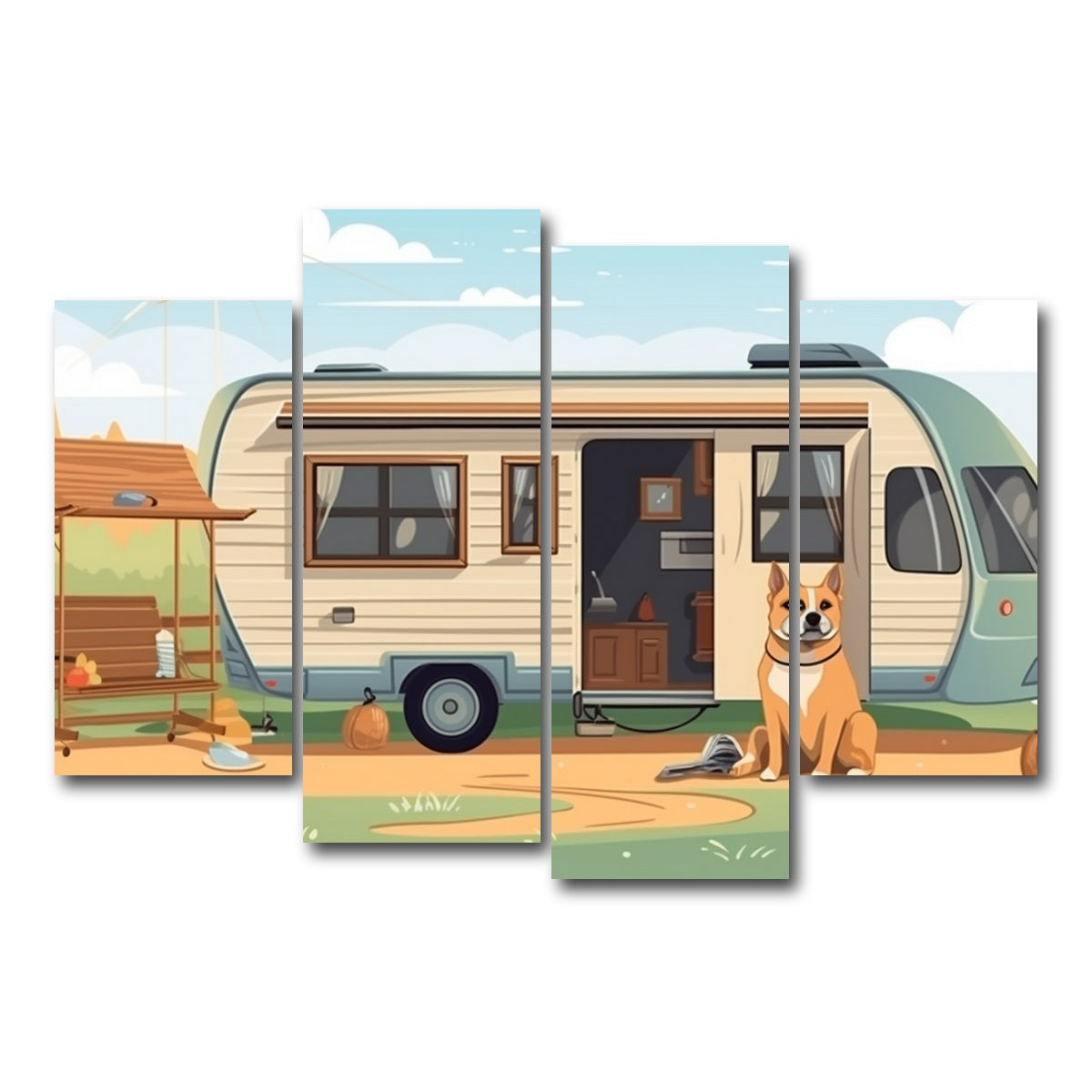 AUTO-MOCKUP WHITE | Vintage mini van transport | 4 Piece | Gallery Wrap Canvas | group=4_short