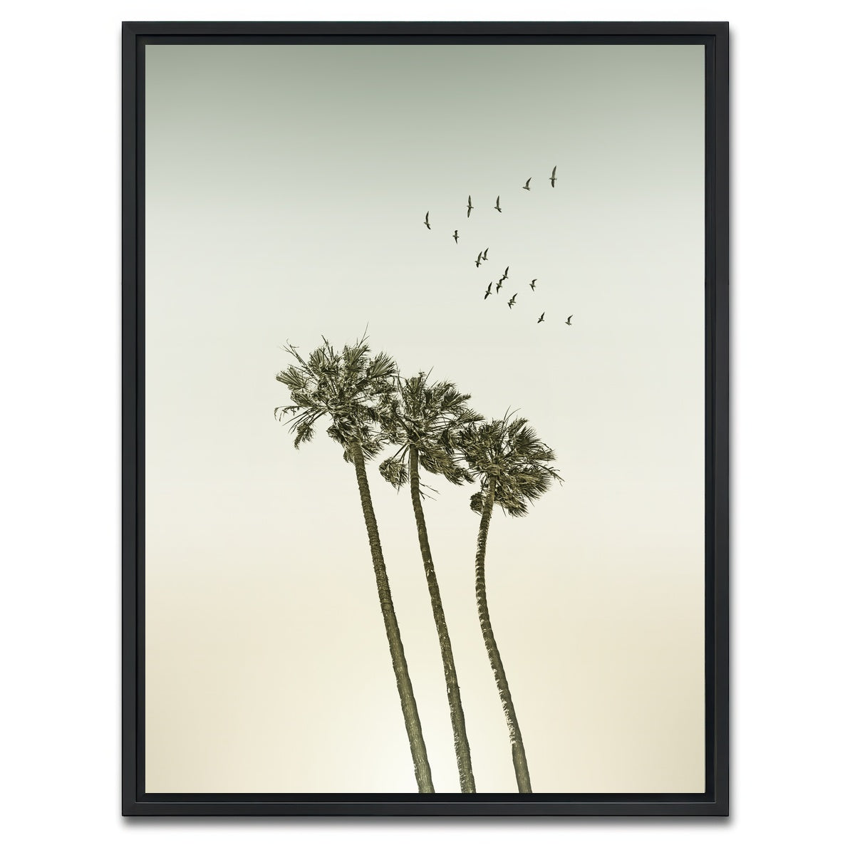 AUTO-MOCKUP WHITE | Vintage palm trees & sunset | 1 Piece | Black Framed Canvas | group=3x4