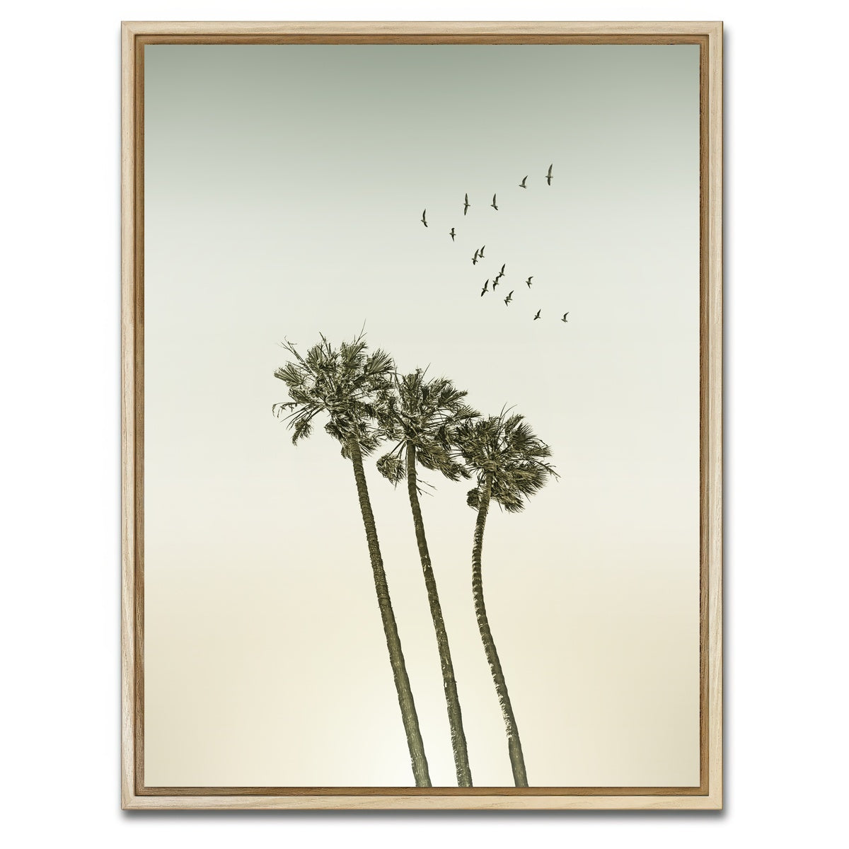 AUTO-MOCKUP WHITE | Vintage palm trees & sunset | 1 Piece | Natural Framed Canvas | group=3x4