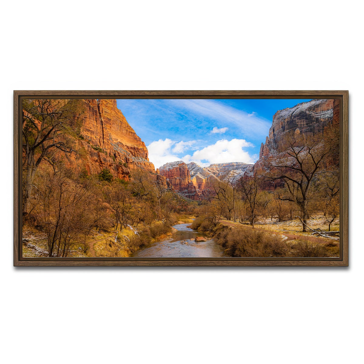 AUTO-MOCKUP WHITE | Virgin River to Angels Landing | 1 Piece | Walnut Framed Canvas | group=2x1