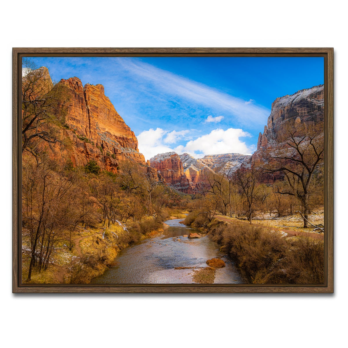 AUTO-MOCKUP WHITE | Virgin River to Angels Landing | 1 Piece | Walnut Framed Canvas | group=4x3