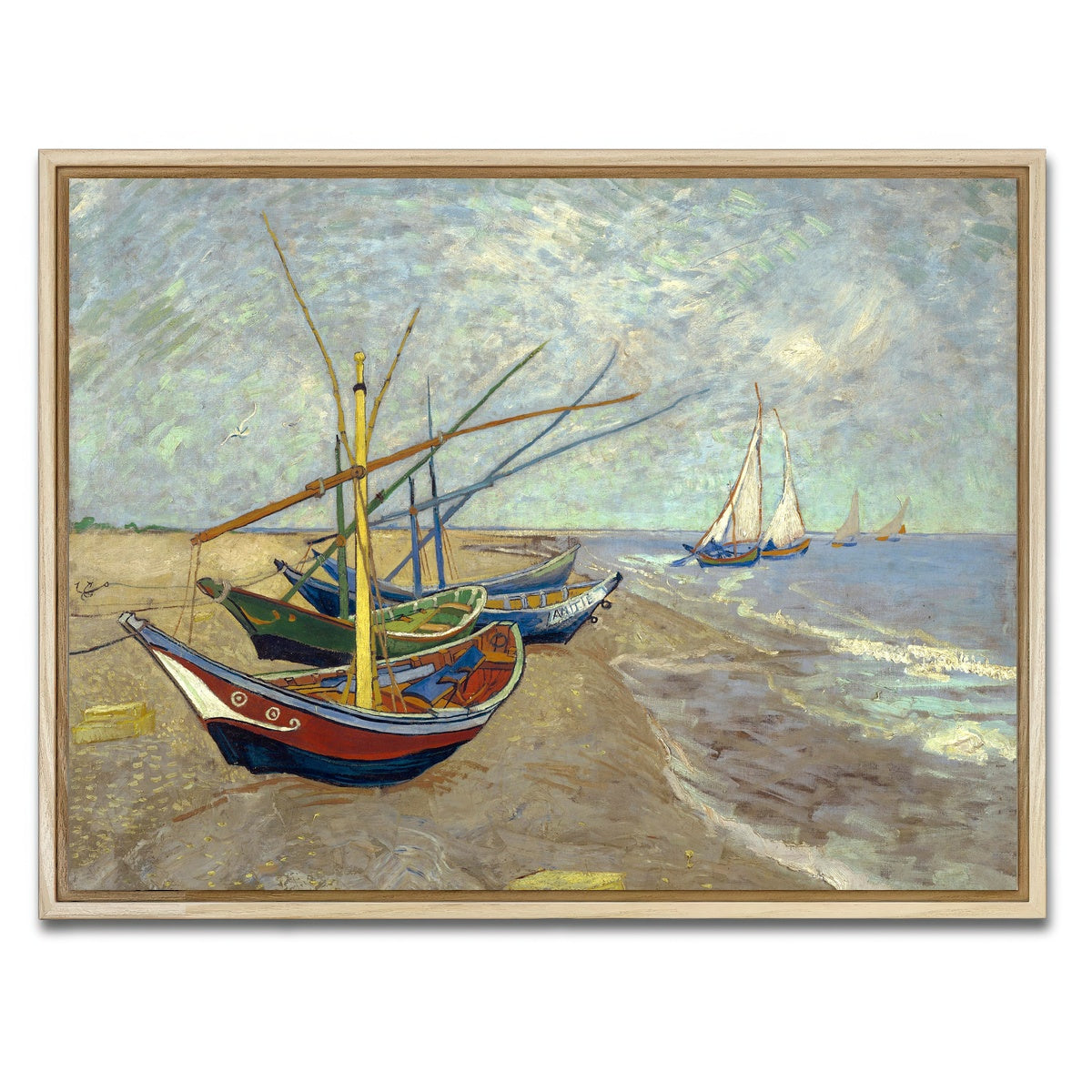 AUTO-MOCKUP WHITE | Vissersboten op het strand van Les Saintes-Maries-de-la-Mer | 1 Piece | Natural Framed Canvas | group=4x3