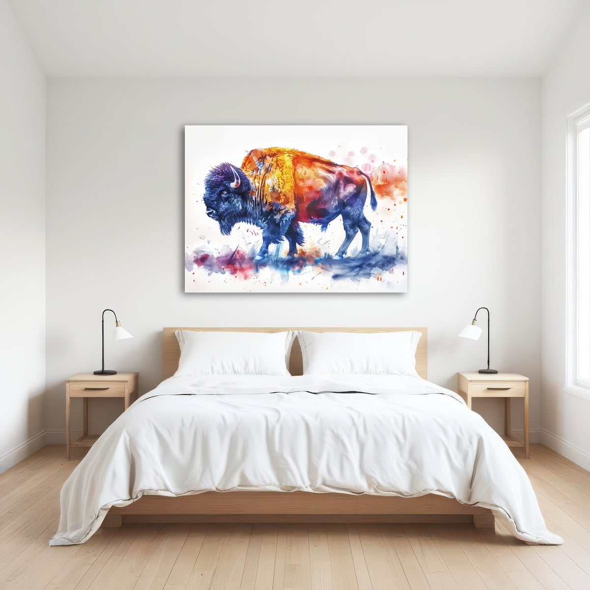 AUTO-MOCKUP ROOM | Vivid watercolor bison