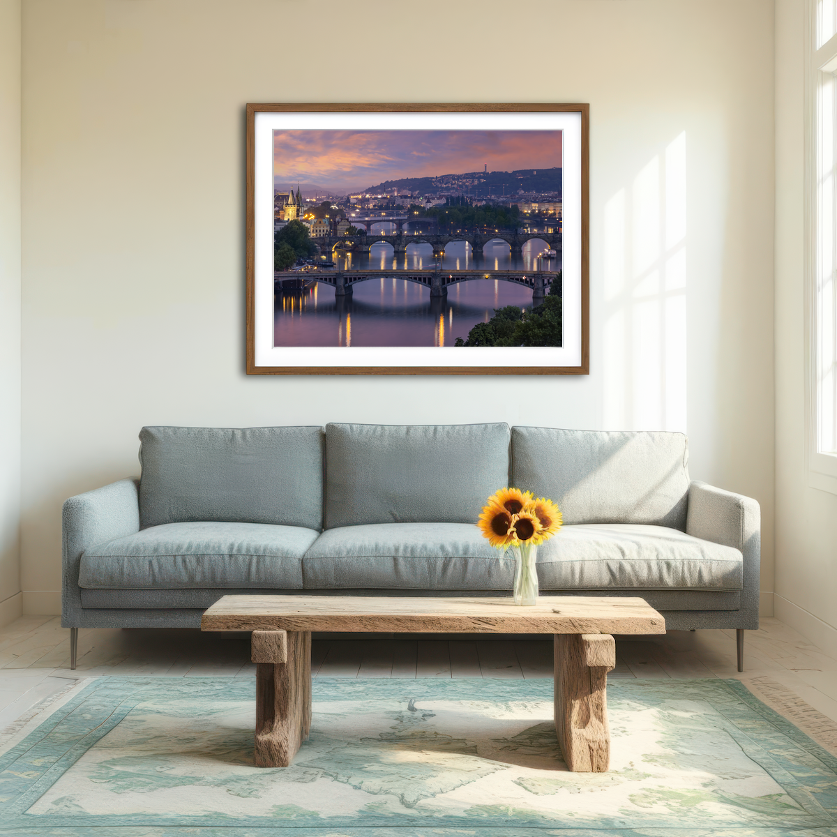 AUTO-MOCKUP ROOM | Vltava Bridges in Prague Wall Art