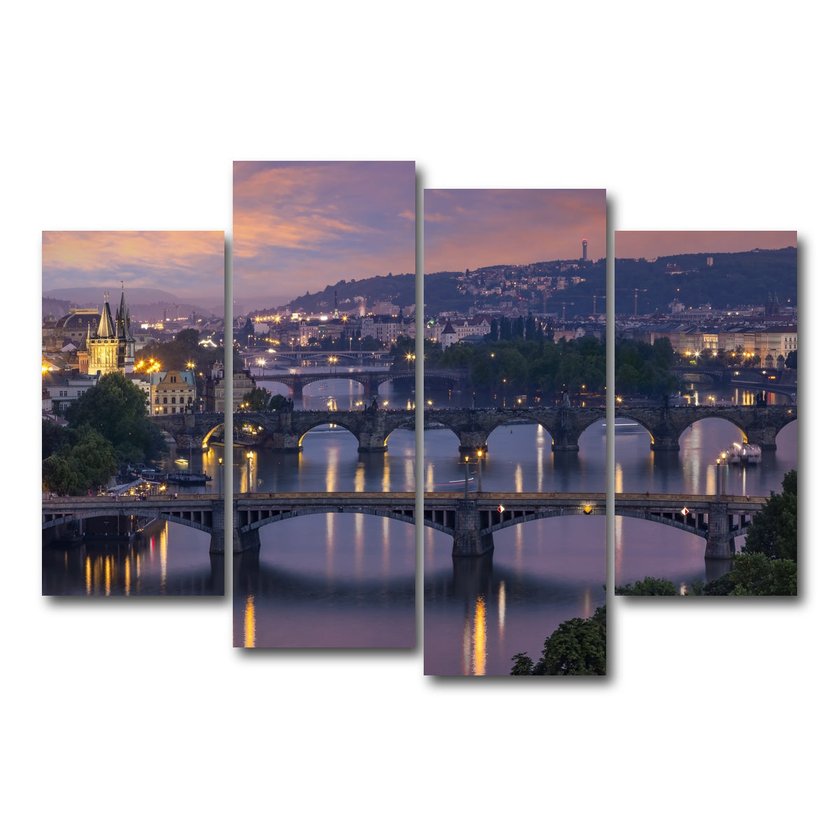 AUTO-MOCKUP WHITE | Vltava Bridges in Prague | 4 Piece | Gallery Wrap Canvas | group=4_short