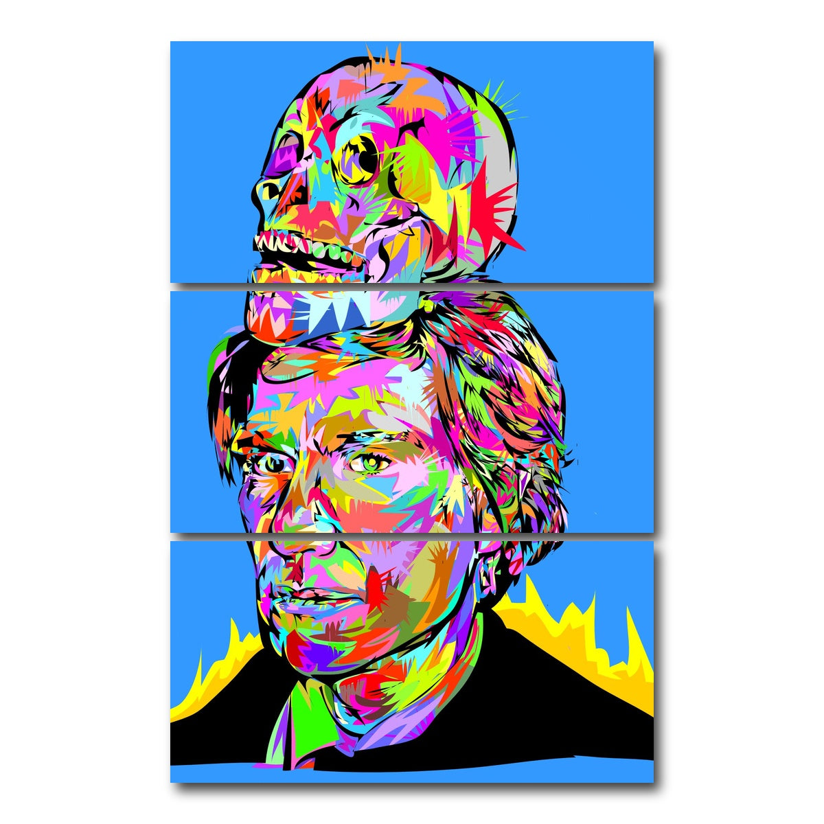 AUTO-MOCKUP WHITE | WARHOL SKULL | 3 Piece | Gallery Wrap Canvas | group=12x24_stacked