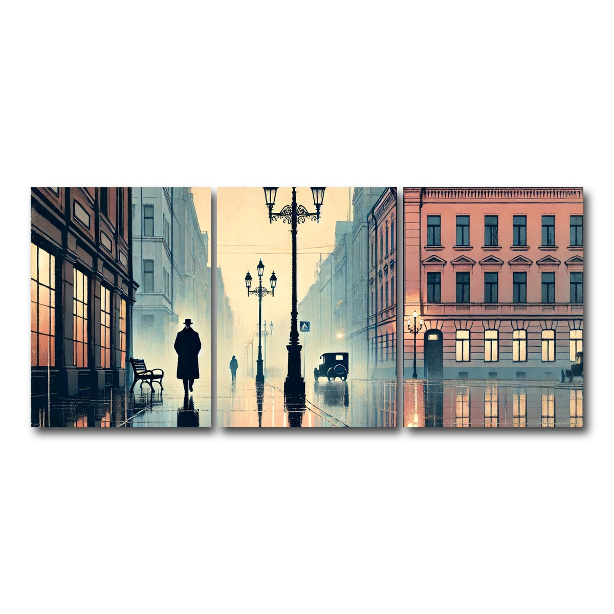 AUTO-MOCKUP WHITE | Walk in the Rain | 3 Piece | Gallery Wrap Canvas | group=18x24