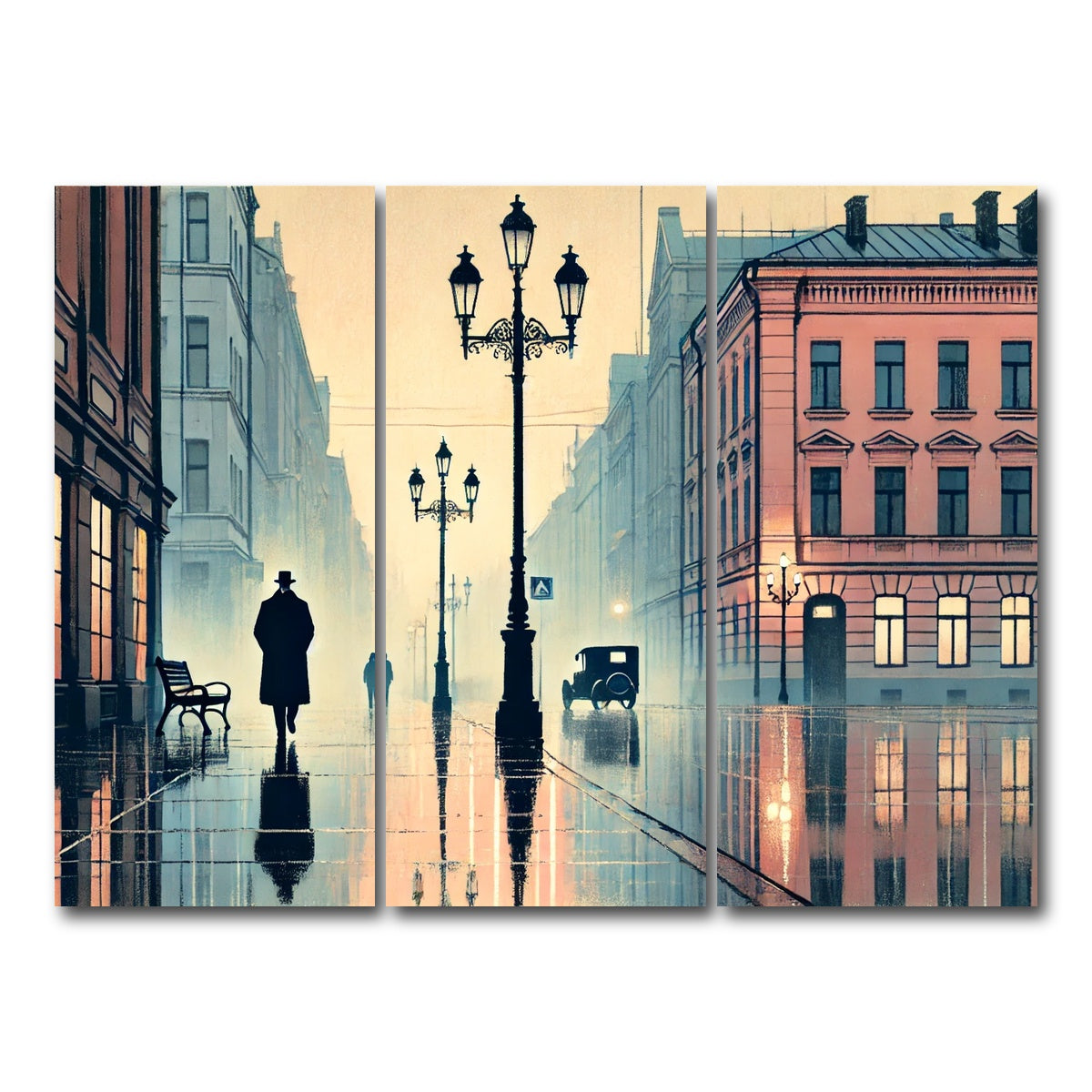 AUTO-MOCKUP WHITE | Walk in the Rain | 3 Piece | Gallery Wrap Canvas | group=8x18