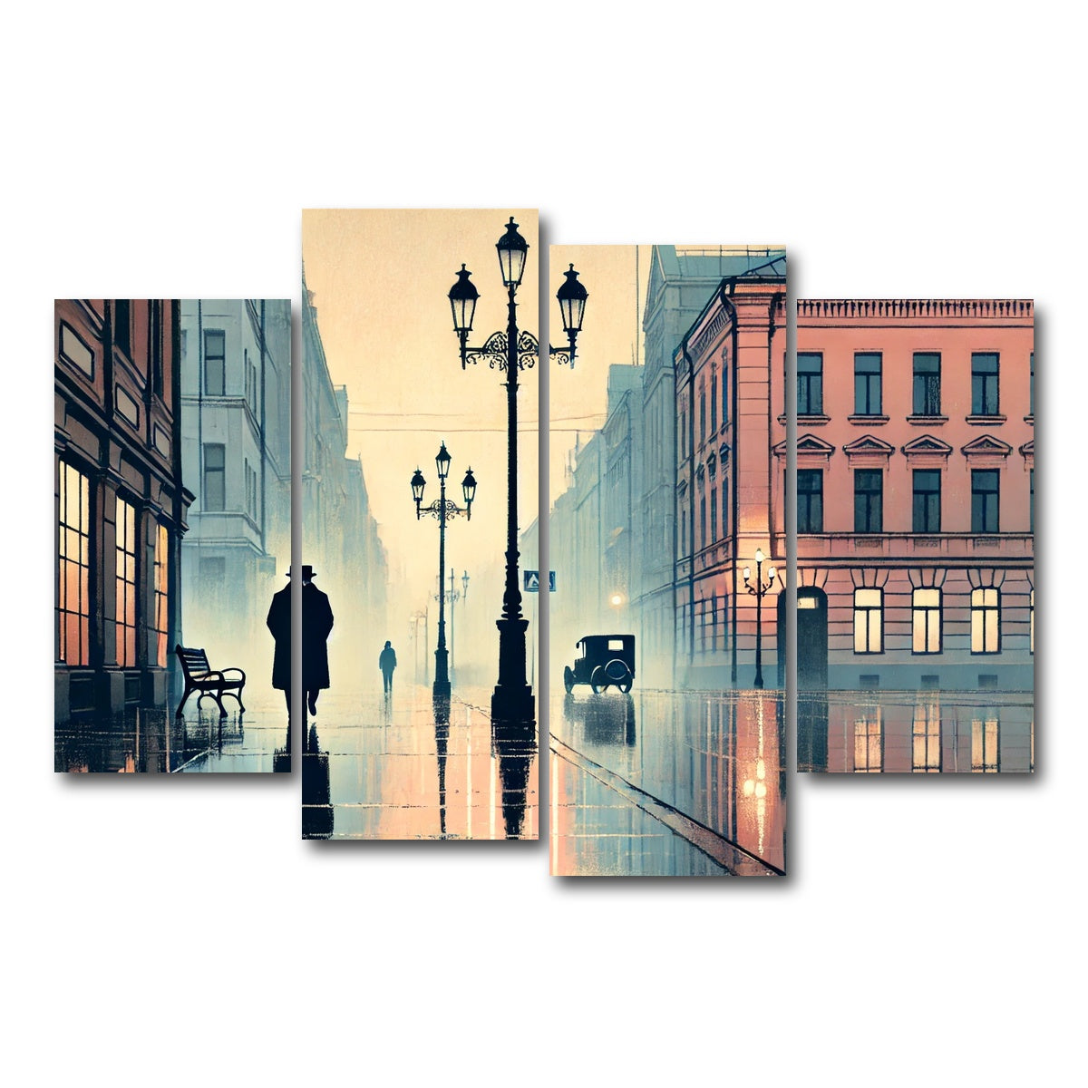 AUTO-MOCKUP WHITE | Walk in the Rain | 4 Piece | Gallery Wrap Canvas | group=4_short
