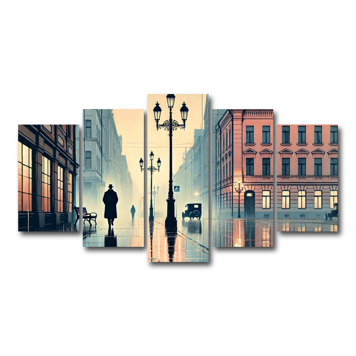 AUTO-MOCKUP WHITE | Walk in the Rain | 5 Piece | Gallery Wrap Canvas | group=5_normal