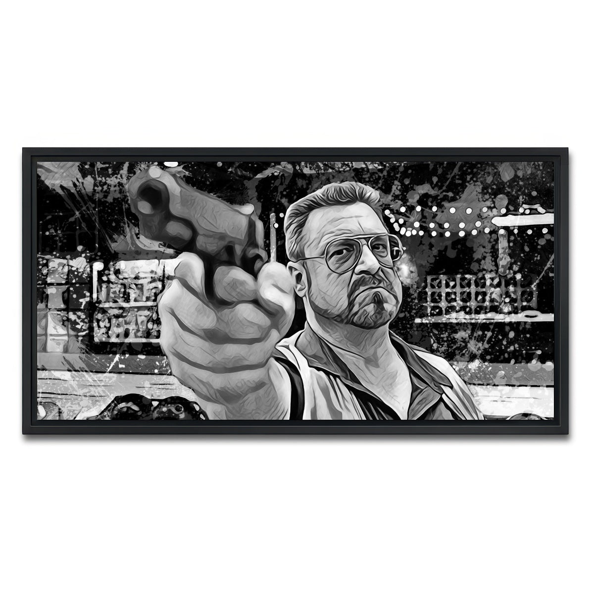 AUTO-MOCKUP WHITE | Walter Sobchak Grayscale | 1 Piece | Black Framed Canvas | group=2x1
