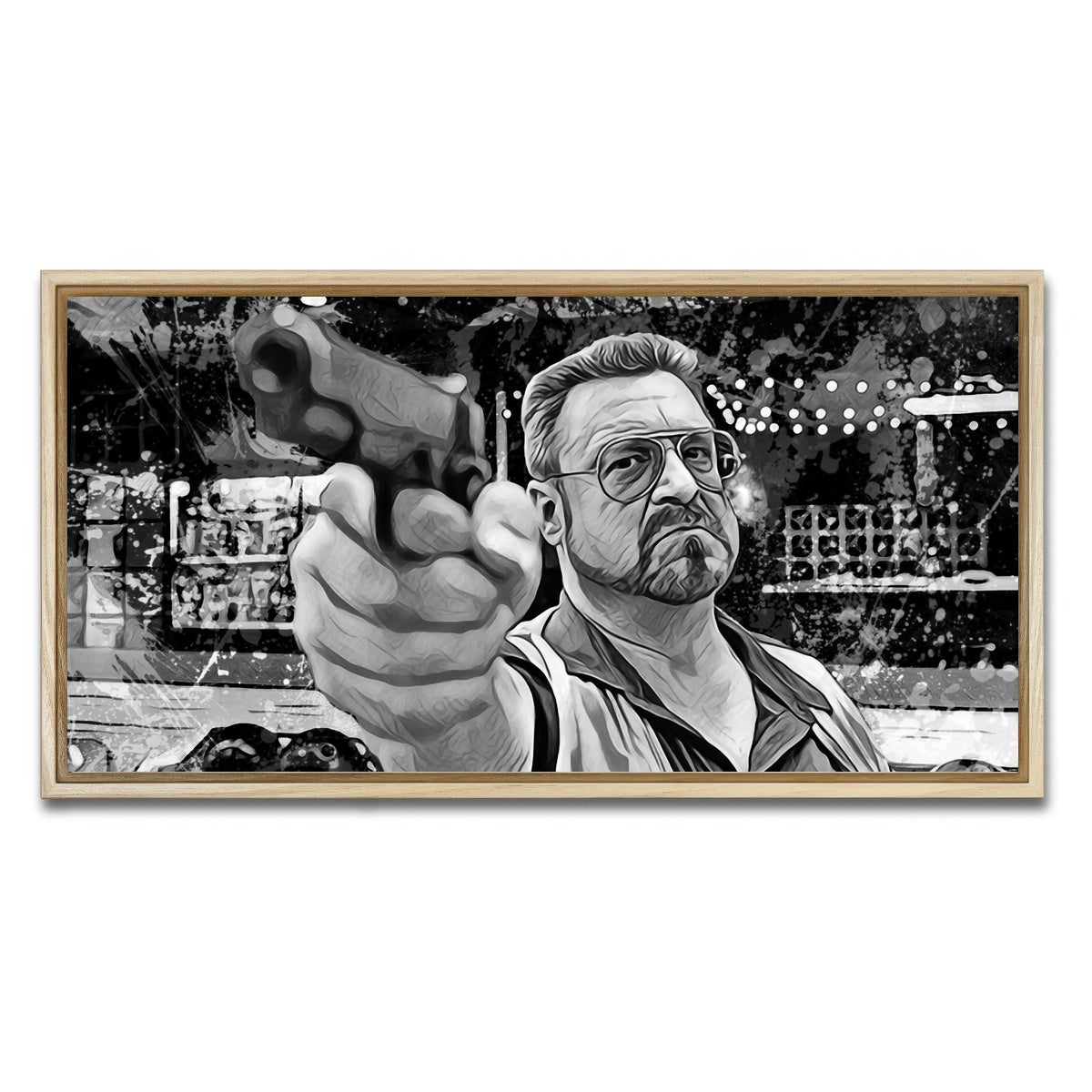 AUTO-MOCKUP WHITE | Walter Sobchak Grayscale | 1 Piece | Natural Framed Canvas | group=2x1