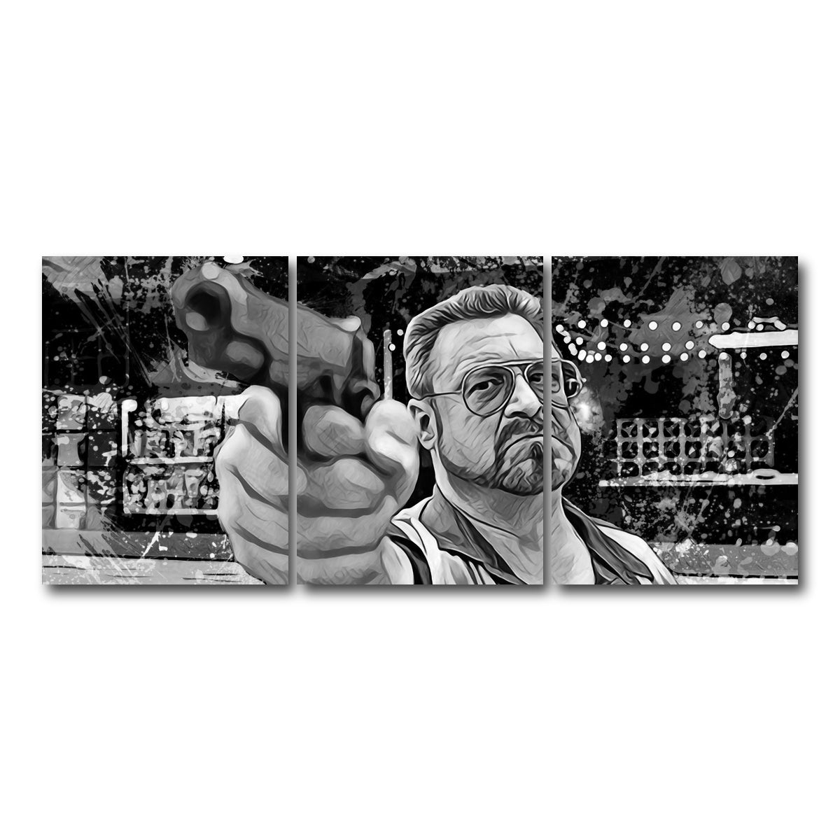 AUTO-MOCKUP WHITE | Walter Sobchak Grayscale | 3 Piece | Gallery Wrap Canvas | group=18x24