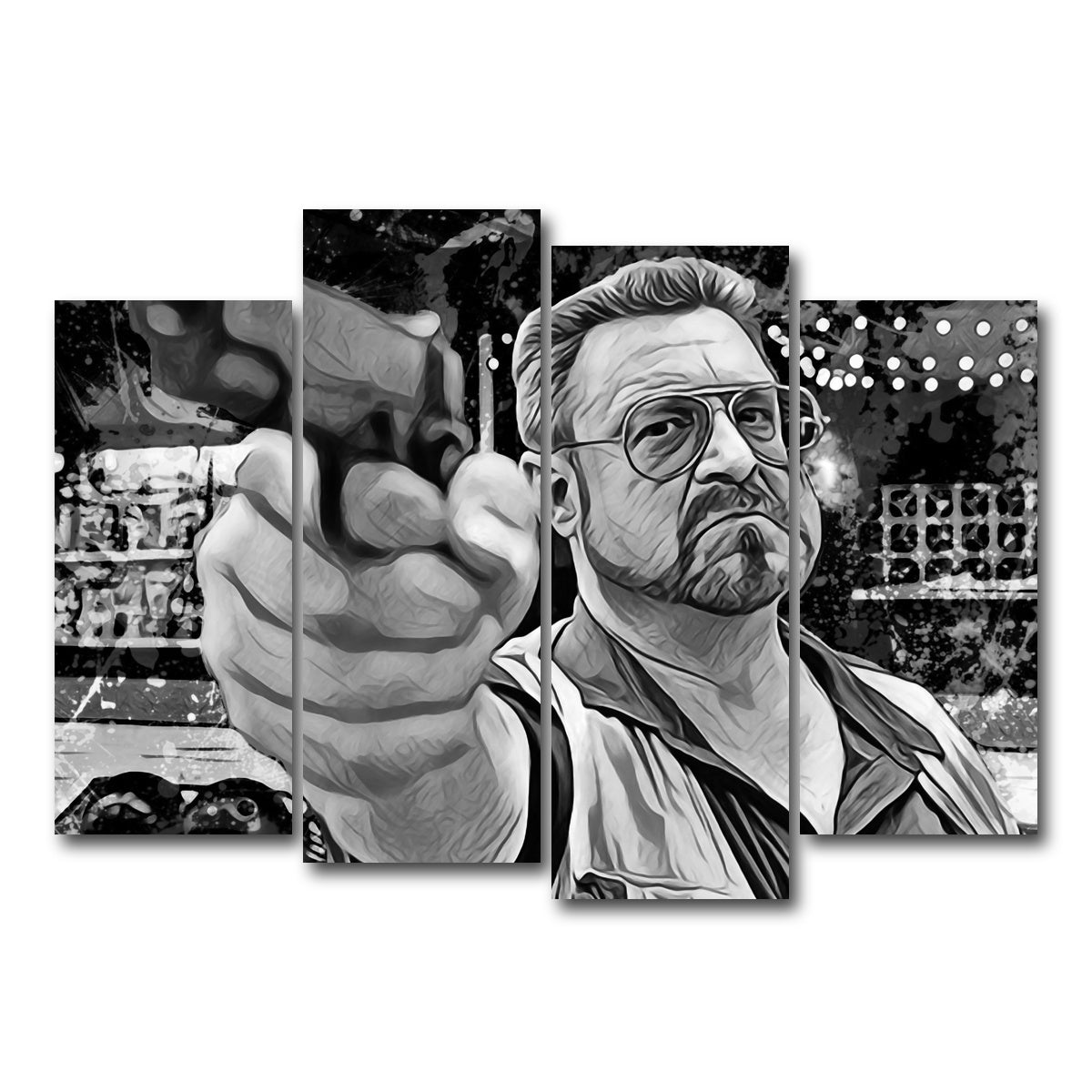 AUTO-MOCKUP WHITE | Walter Sobchak Grayscale | 4 Piece | Gallery Wrap Canvas | group=4_normal