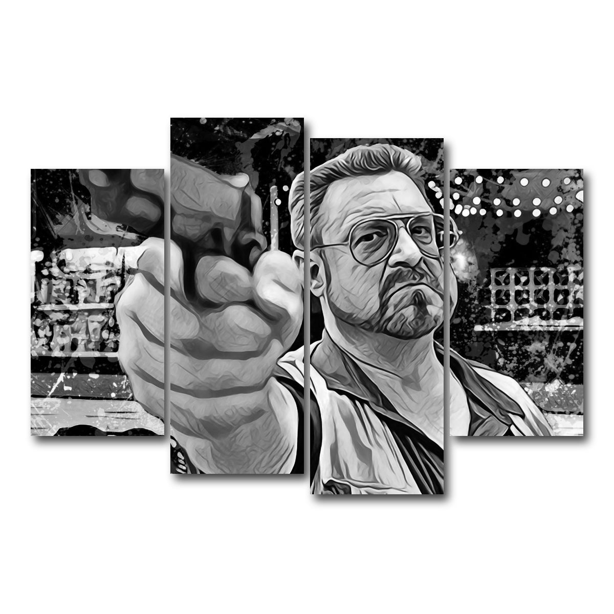 AUTO-MOCKUP WHITE | Walter Sobchak Grayscale | 4 Piece | Gallery Wrap Canvas | group=4_short