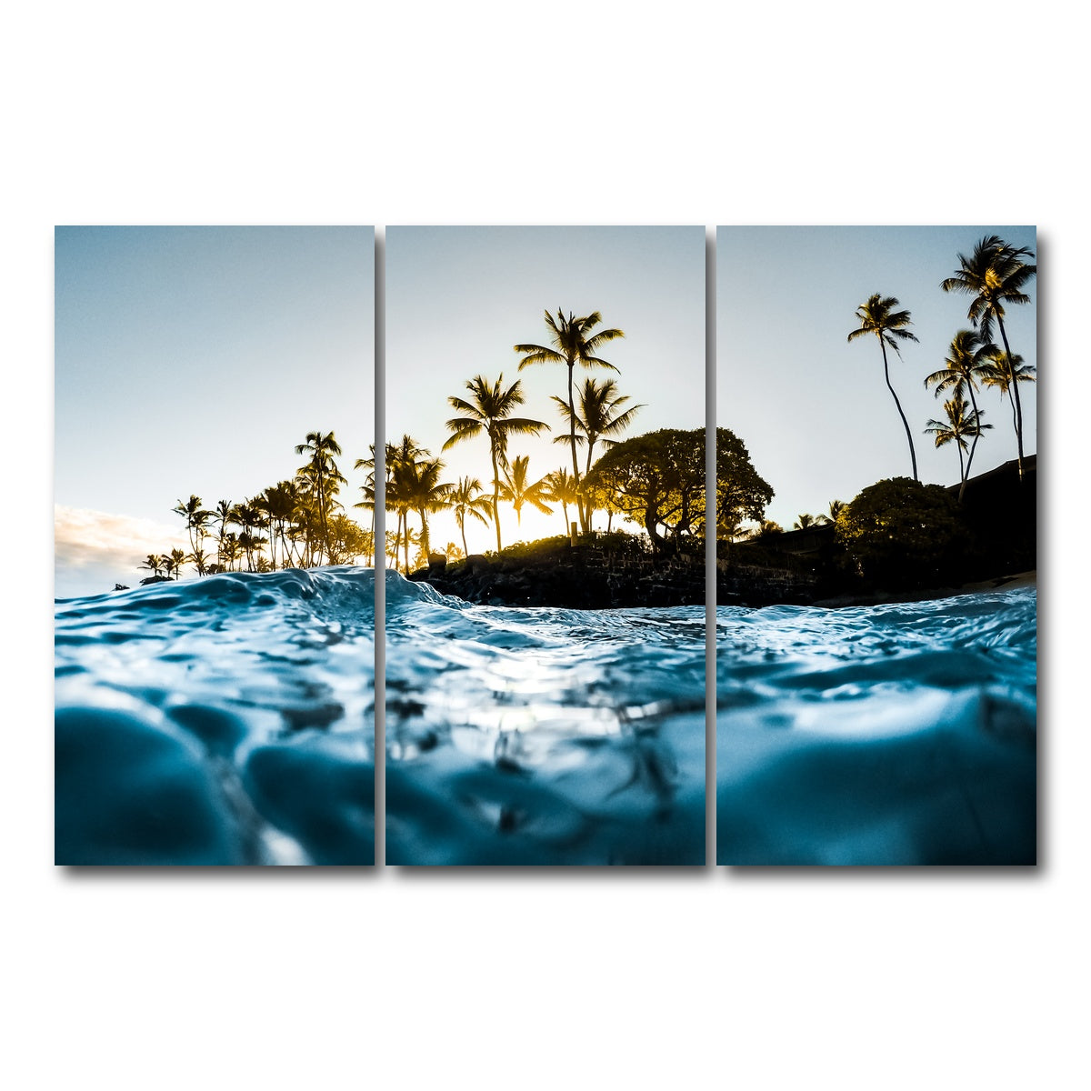 AUTO-MOCKUP WHITE | Warm Waters | 3 Piece | Gallery Wrap Canvas | group=12x24