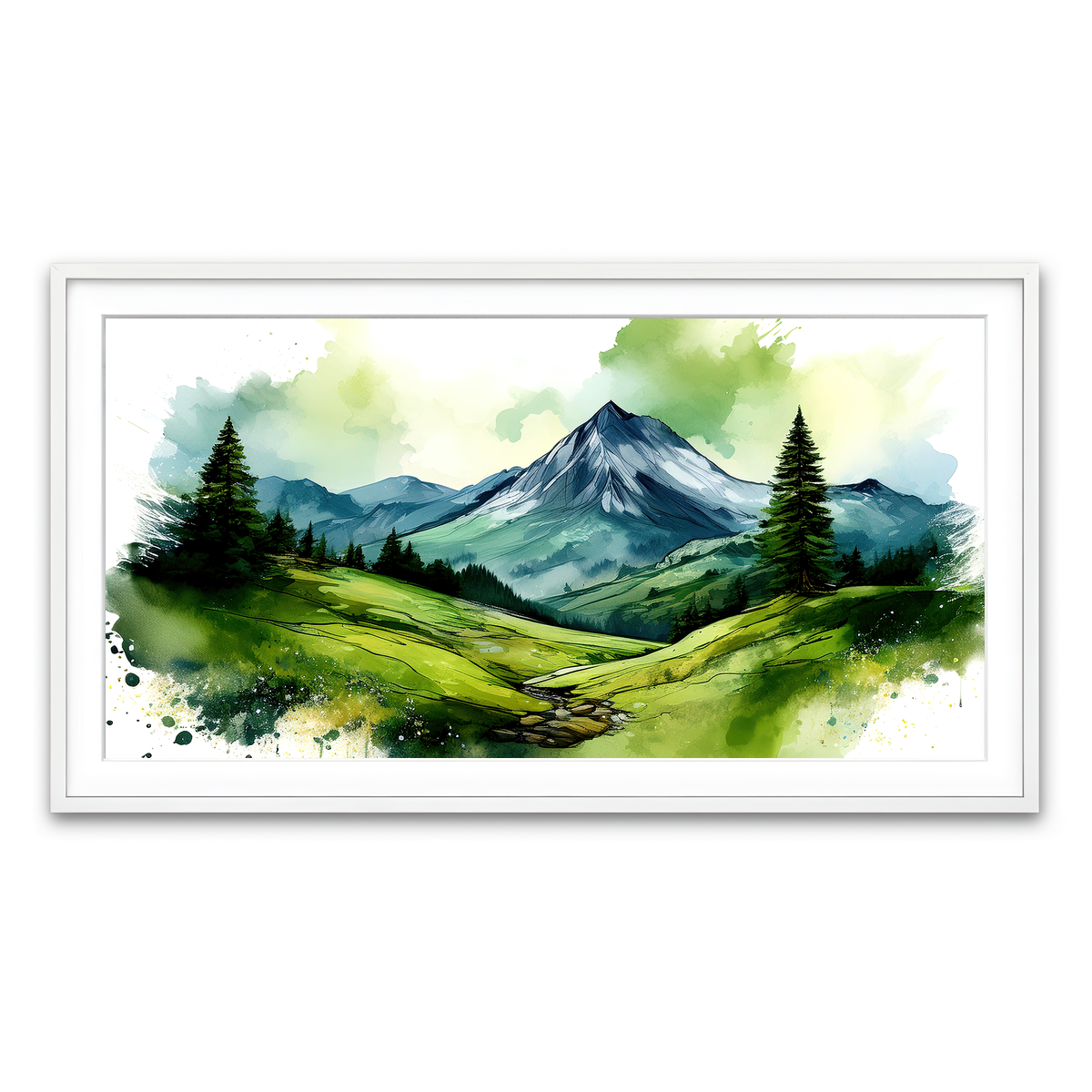 Framed Print 2x1 White