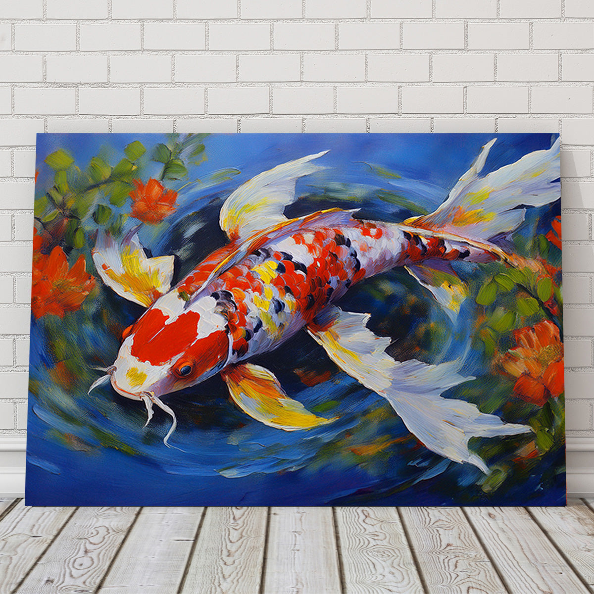 White Koi Fish Painting Wall Art