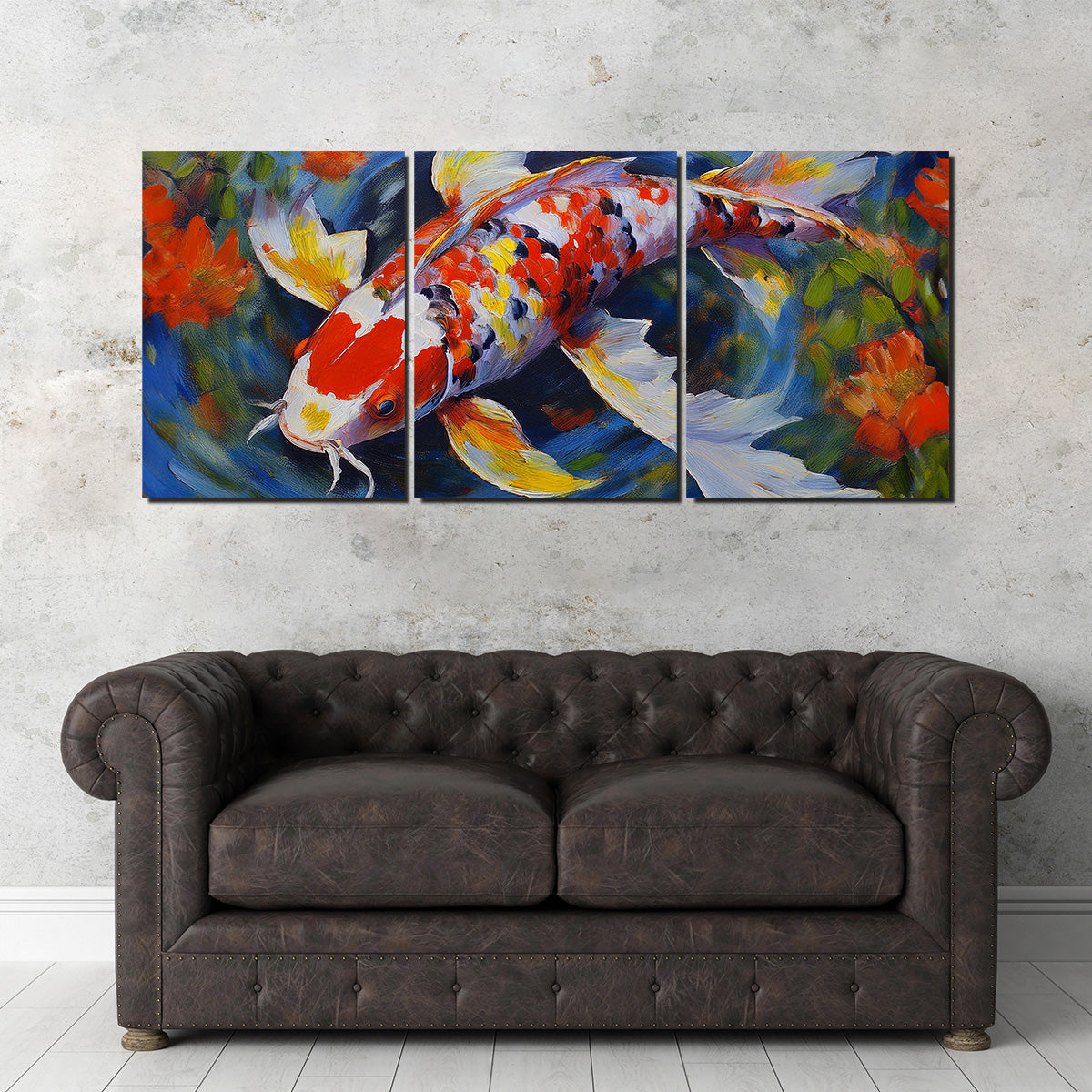 White Koi Fish Painting Wall Art