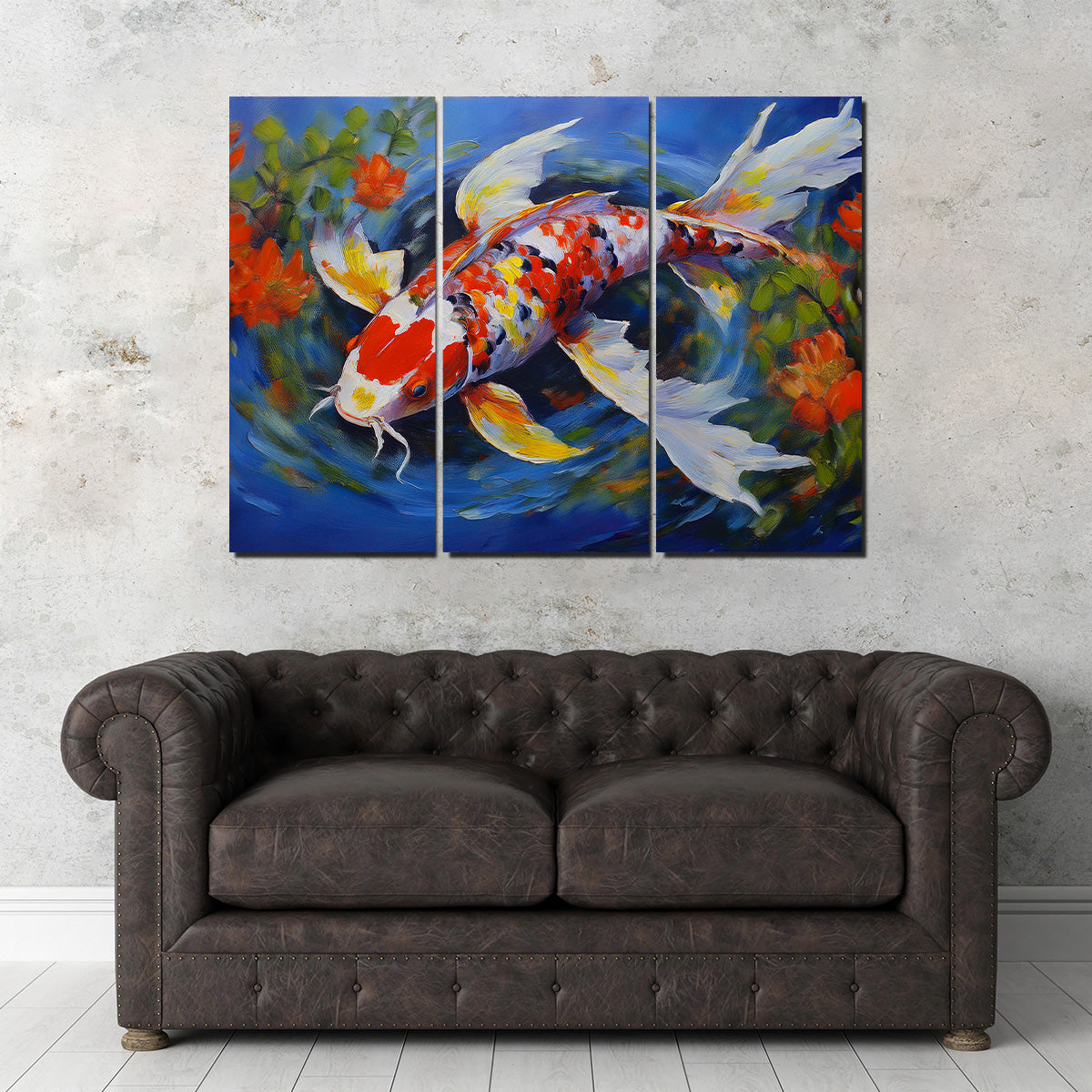 White Koi Fish Painting Wall Art
