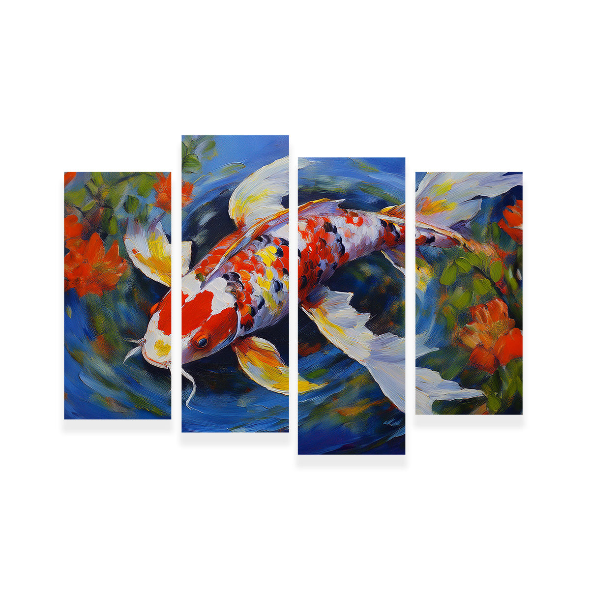 White Koi Fish Painting Wall Art