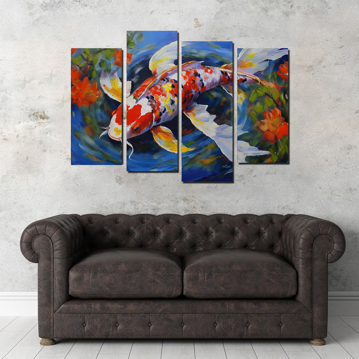 White Koi Fish Painting Wall Art