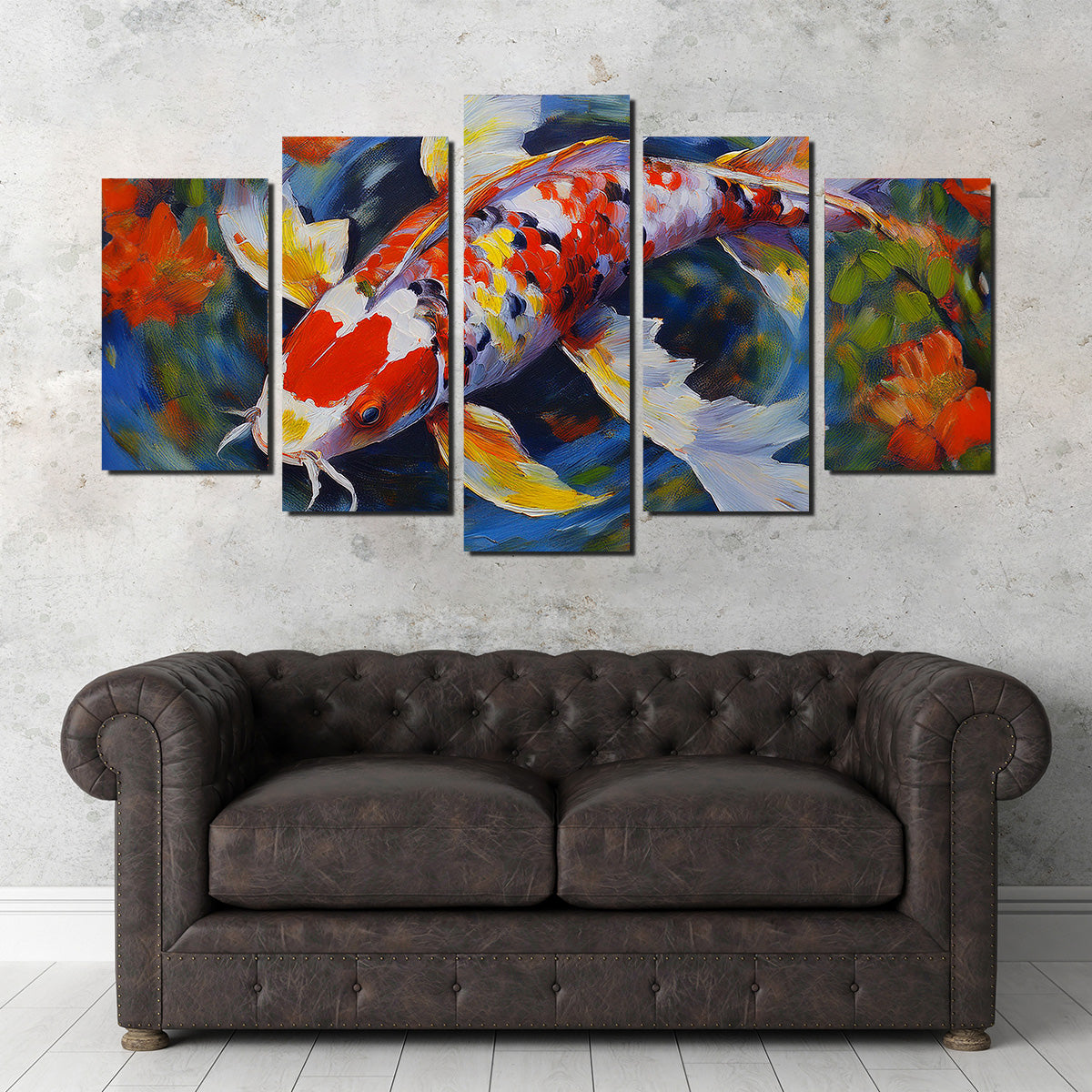 White Koi Fish Painting Wall Art