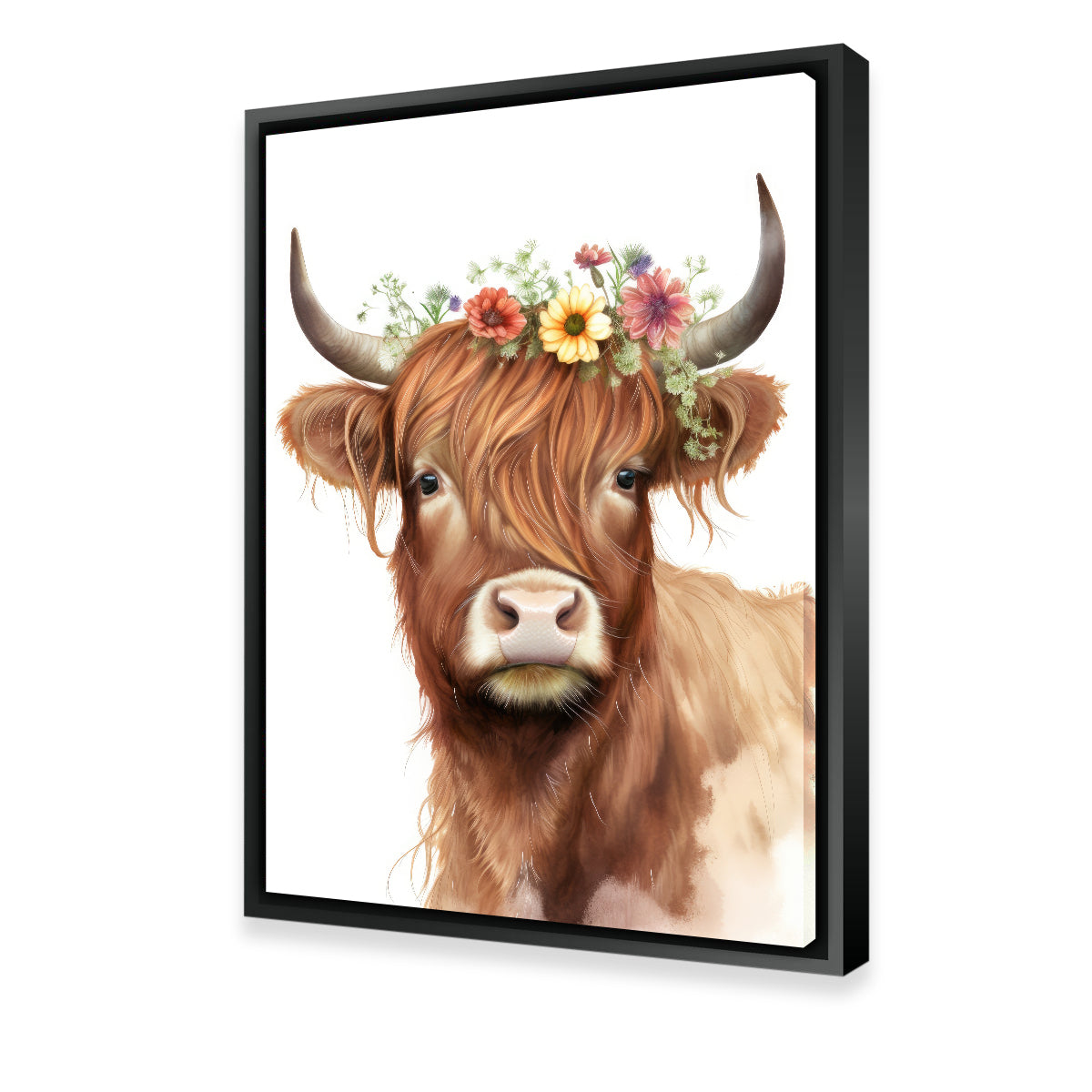 Watercolor Scottish Highland Cow Wall Art