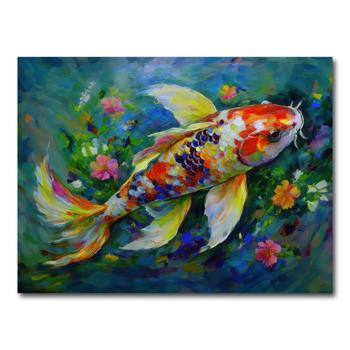 AUTO-MOCKUP WHITE | Watercolor Koi Fish | 1 Piece | Gallery Wrap Canvas | group=4x3