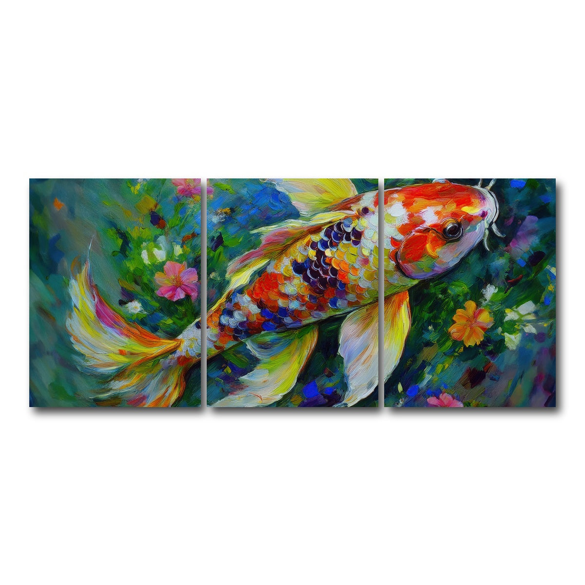 AUTO-MOCKUP WHITE | Watercolor Koi Fish | 3 Piece | Gallery Wrap Canvas | group=18x24