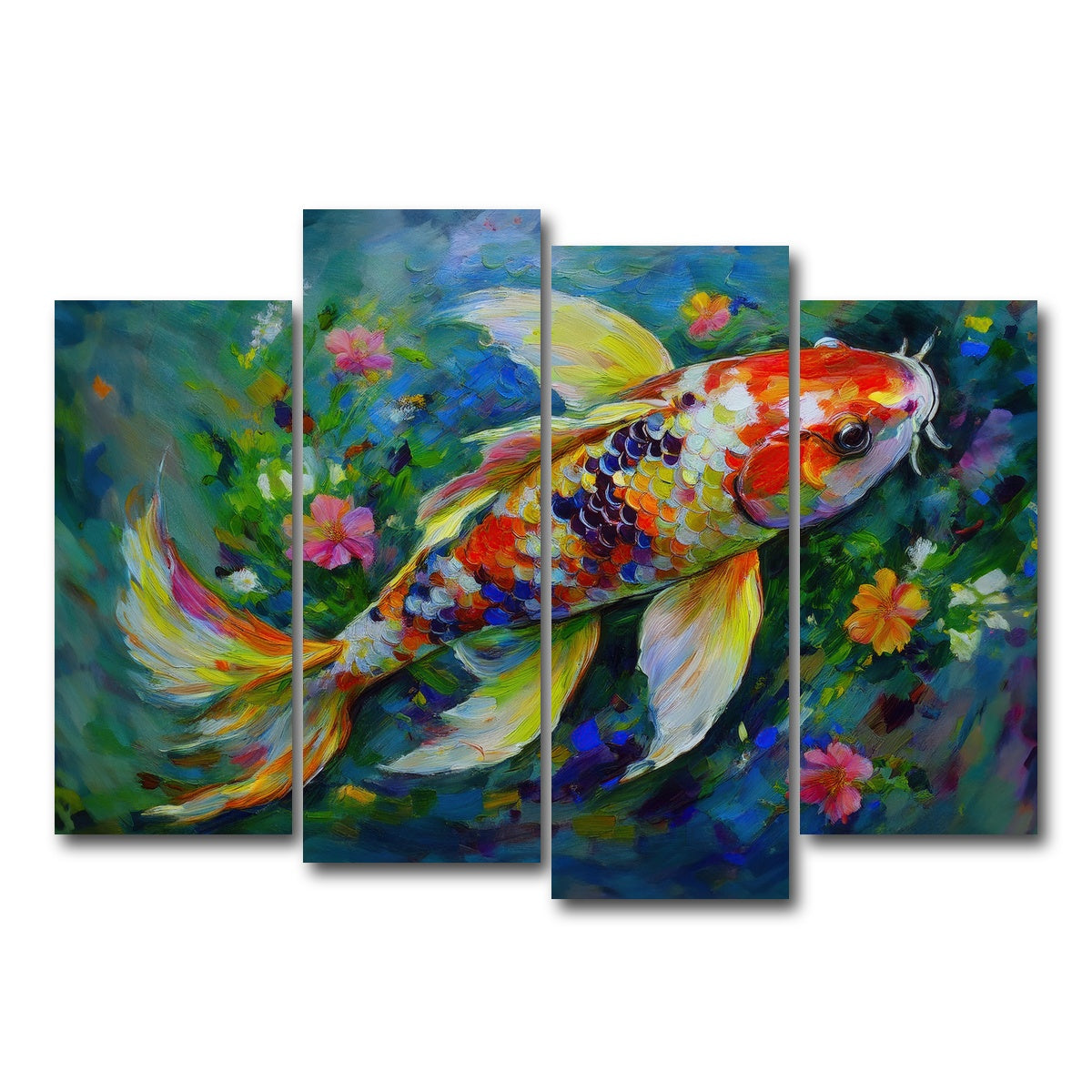 AUTO-MOCKUP WHITE | Watercolor Koi Fish | 4 Piece | Gallery Wrap Canvas | group=4_normal