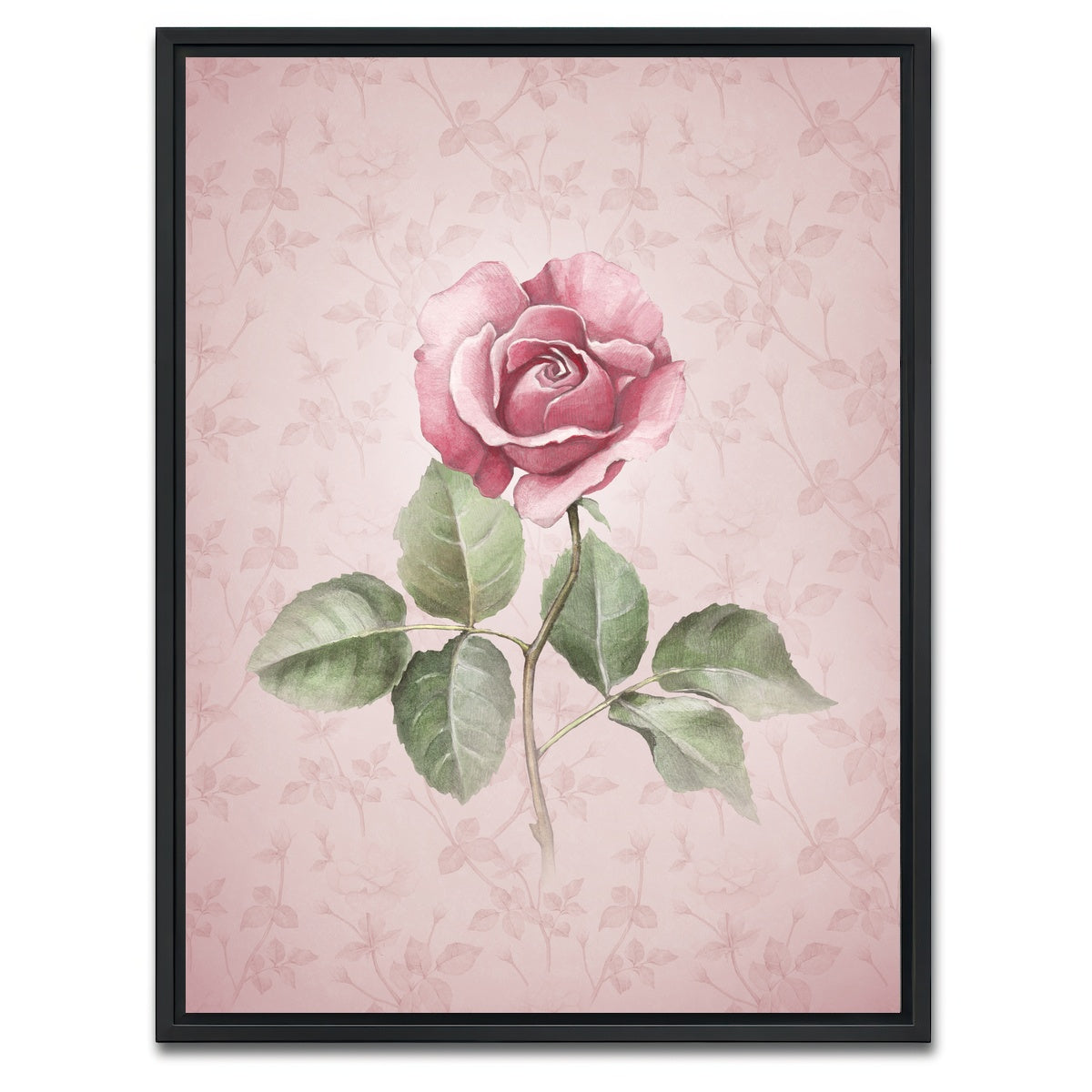 AUTO-MOCKUP WHITE | Watercolor Rose | 1 Piece | Black Framed Canvas | group=3x4
