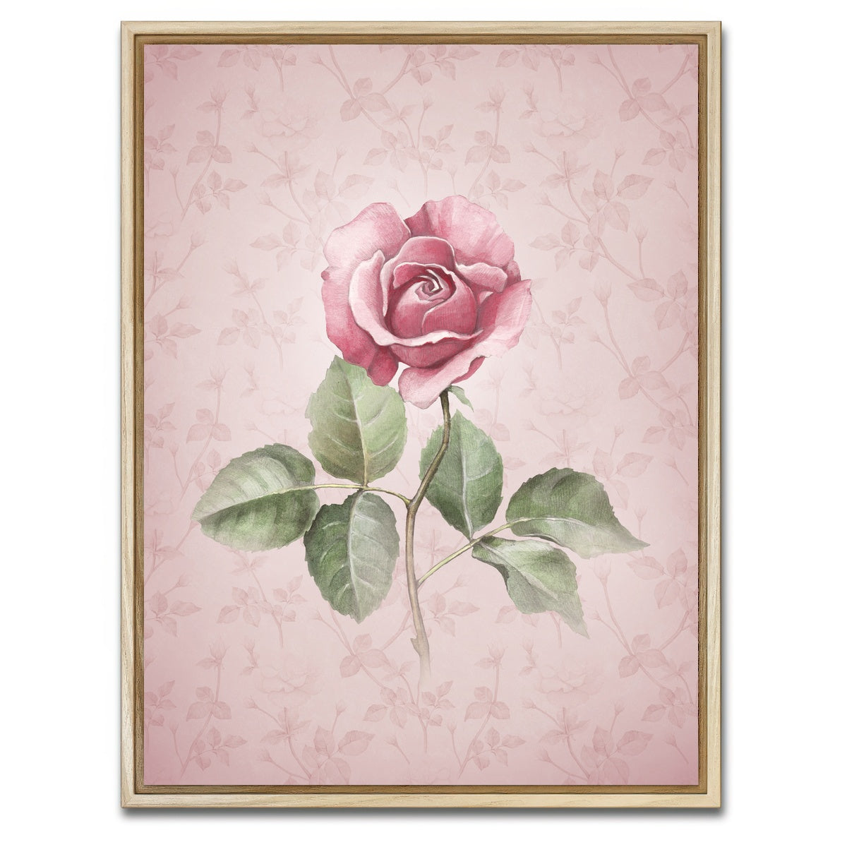 AUTO-MOCKUP WHITE | Watercolor Rose | 1 Piece | Natural Framed Canvas | group=3x4