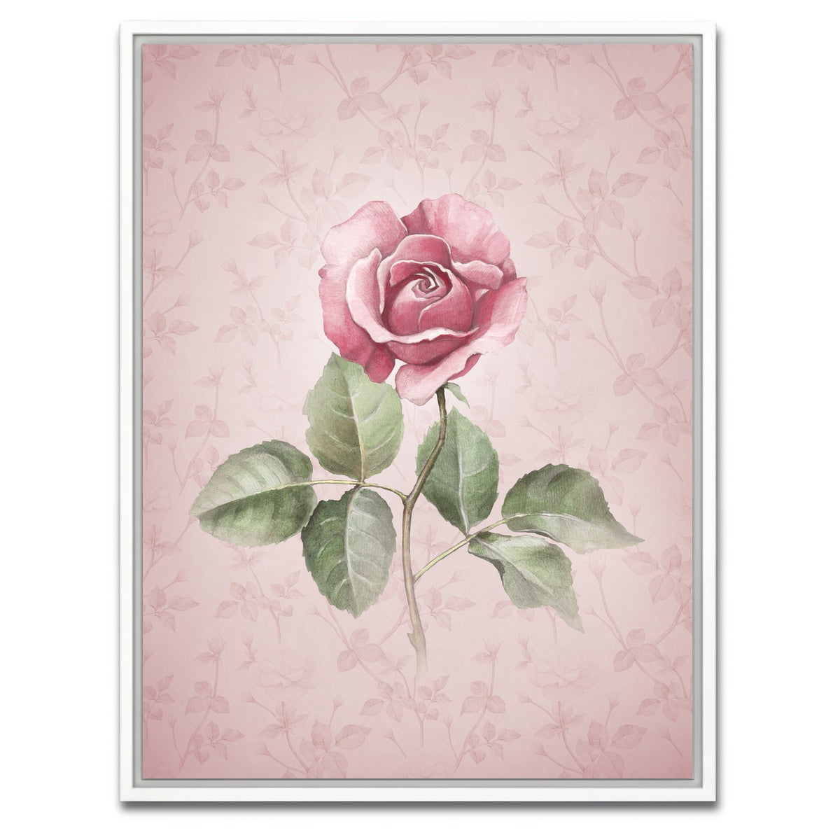 AUTO-MOCKUP WHITE | Watercolor Rose | 1 Piece | White Framed Canvas | group=3x4