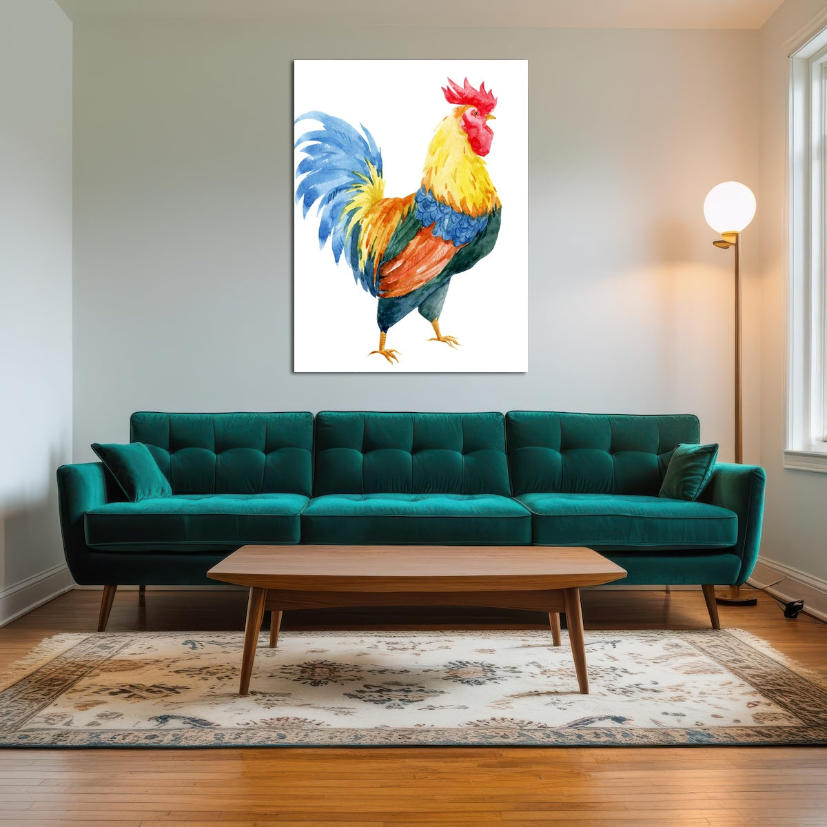 AUTO-MOCKUP ROOM | Watercolor rooster