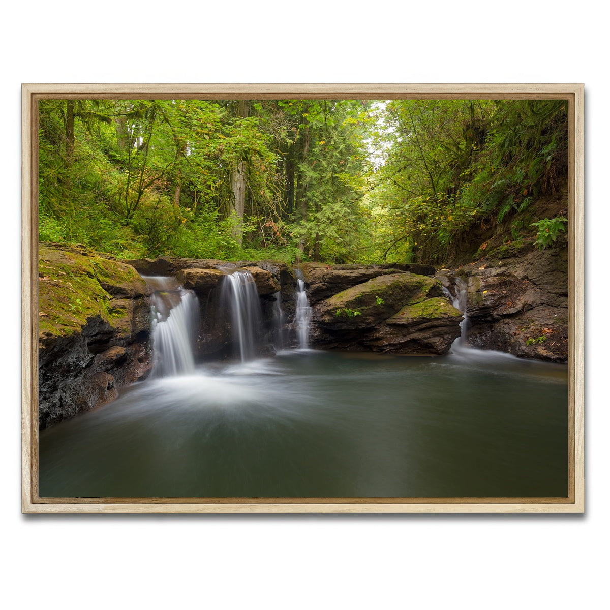 AUTO-MOCKUP WHITE | Waterfall at Rock Creek | 1 Piece | Natural Framed Canvas | group=4x3