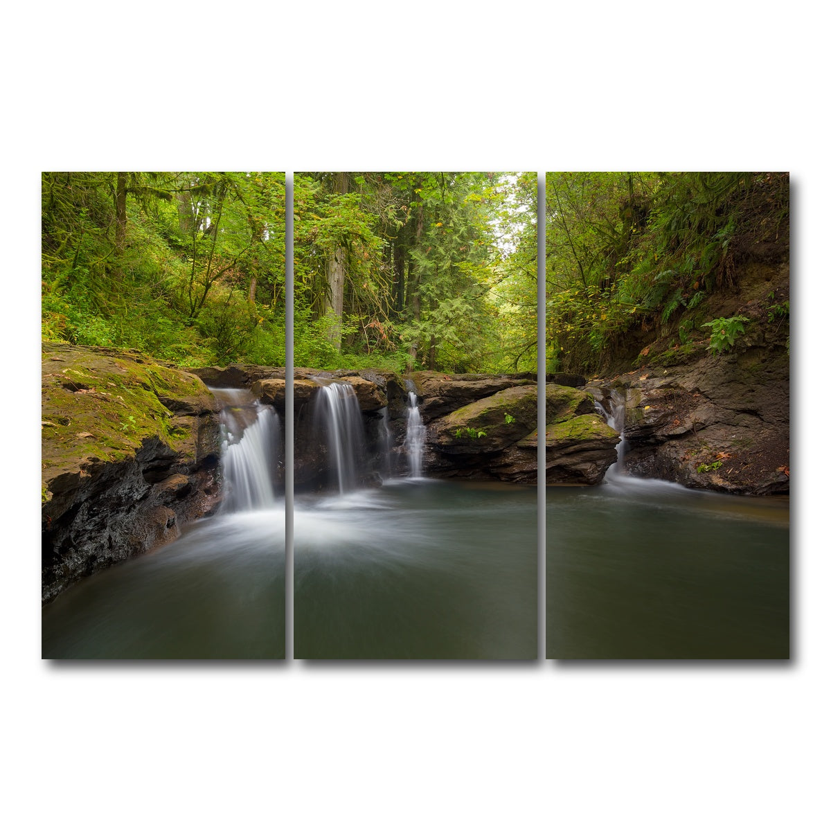 AUTO-MOCKUP WHITE | Waterfall at Rock Creek | 3 Piece | Gallery Wrap Canvas | group=12x24