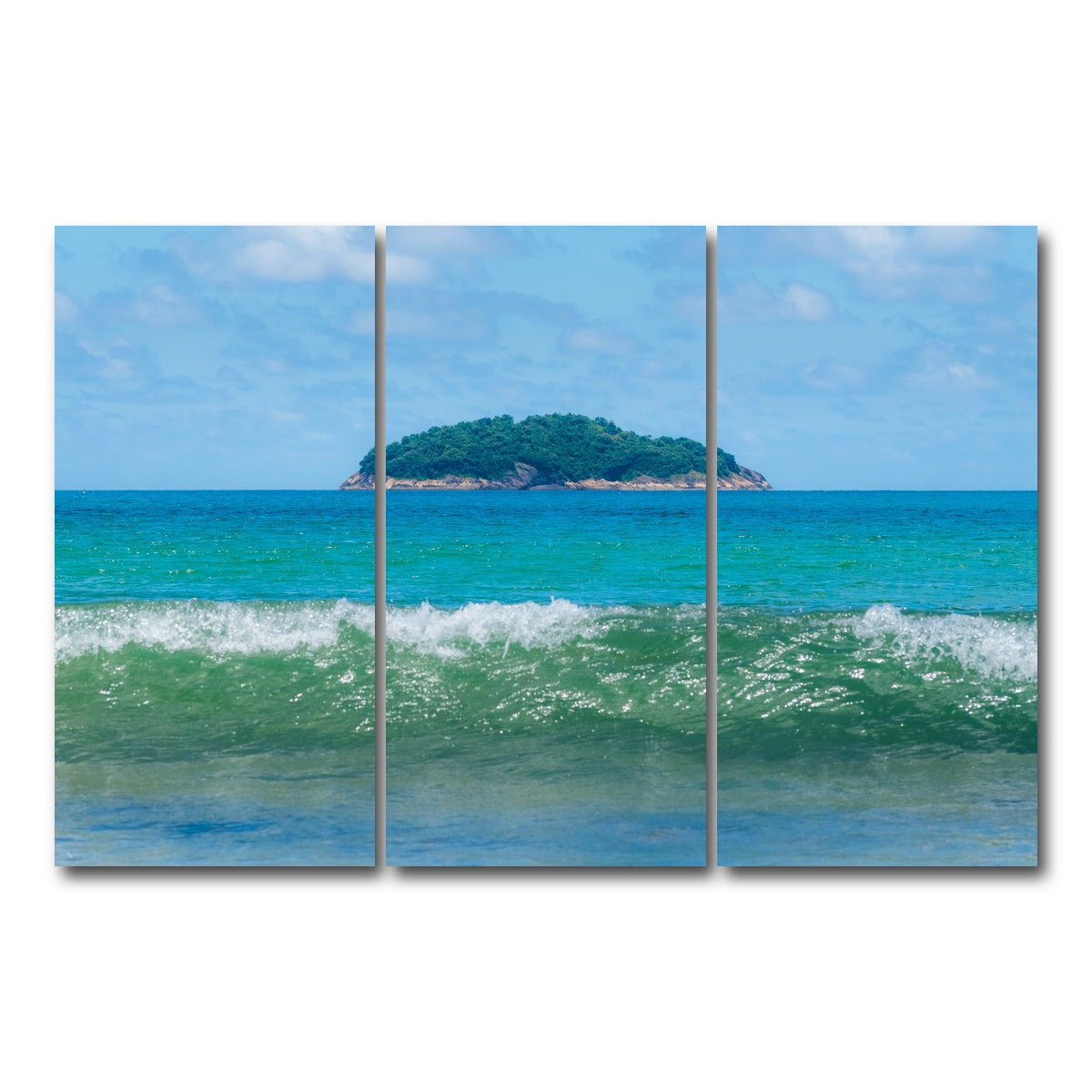 AUTO-MOCKUP WHITE | Wave and Island | 3 Piece | Gallery Wrap Canvas | group=12x24