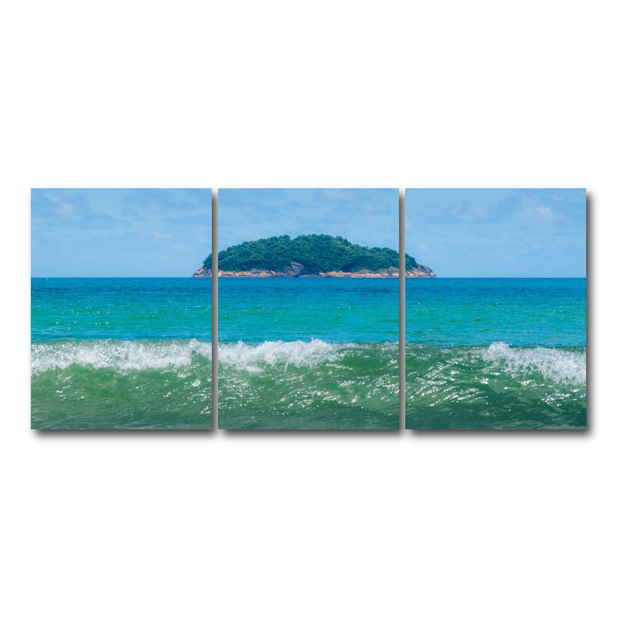 AUTO-MOCKUP WHITE | Wave and Island | 3 Piece | Gallery Wrap Canvas | group=18x24