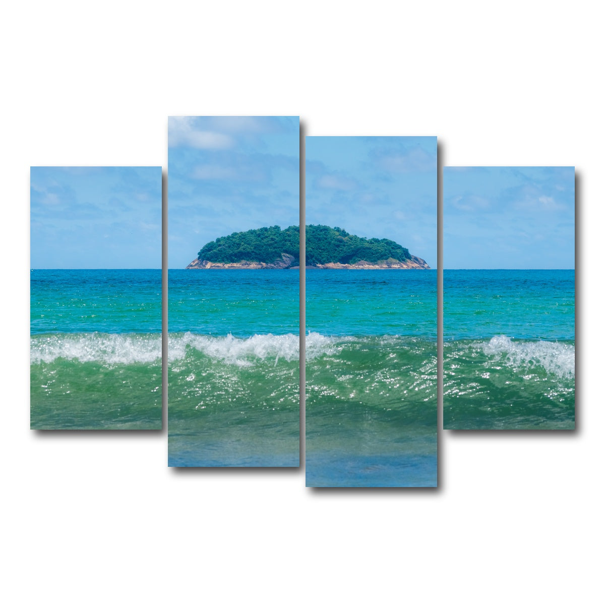 AUTO-MOCKUP WHITE | Wave and Island | 4 Piece | Gallery Wrap Canvas | group=4_short