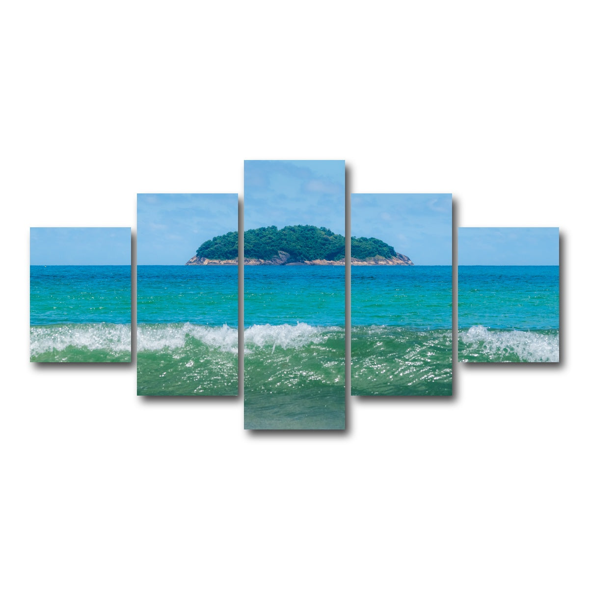 AUTO-MOCKUP WHITE | Wave and Island | 5 Piece | Gallery Wrap Canvas | group=5_short