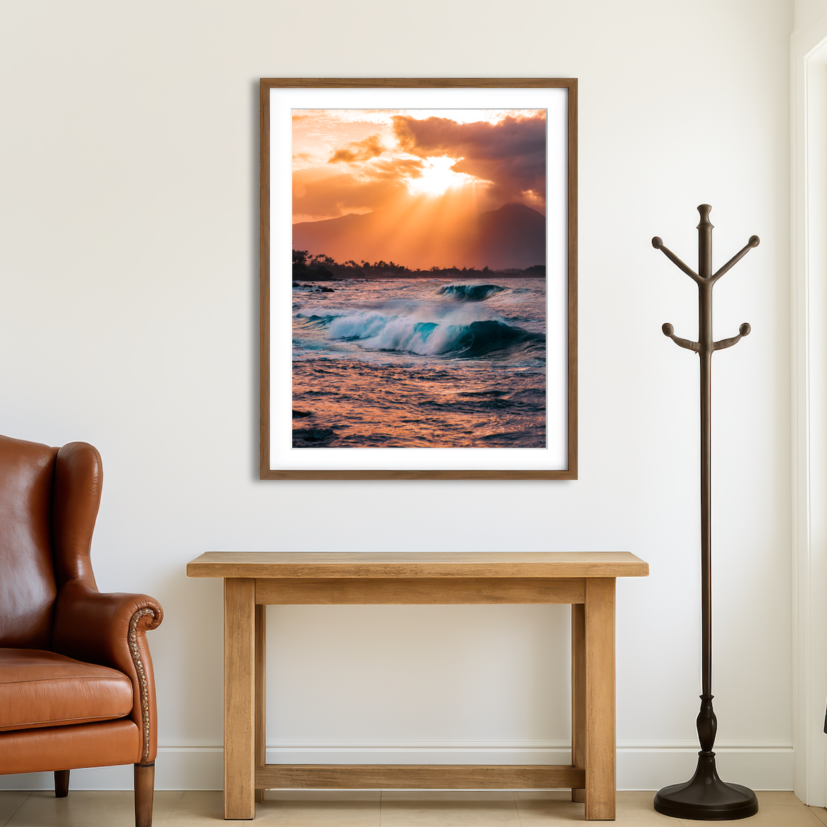AUTO-MOCKUP ROOM | Waves at Sunset Wall Art