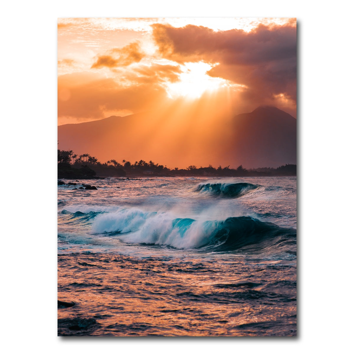 AUTO-MOCKUP WHITE | Waves at Sunset | 1 Piece | Gallery Wrap Canvas | group=3x4