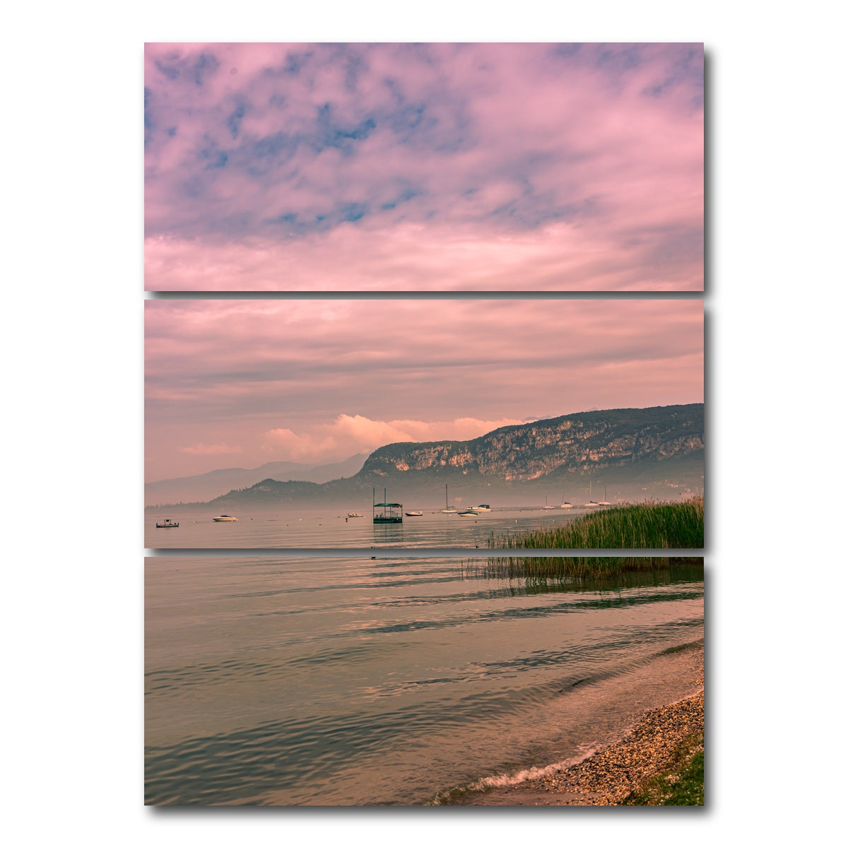 AUTO-MOCKUP WHITE | Waves on lake | 3 Piece | Gallery Wrap Canvas | group=8x18_stacked
