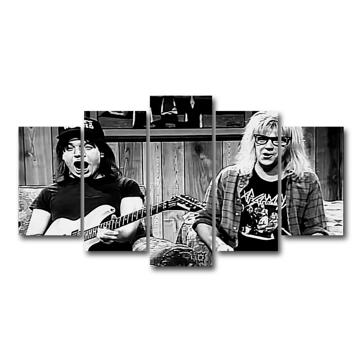 AUTO-MOCKUP WHITE | Wayne's World Grayscale | 5 Piece | Gallery Wrap Canvas | group=5_normal